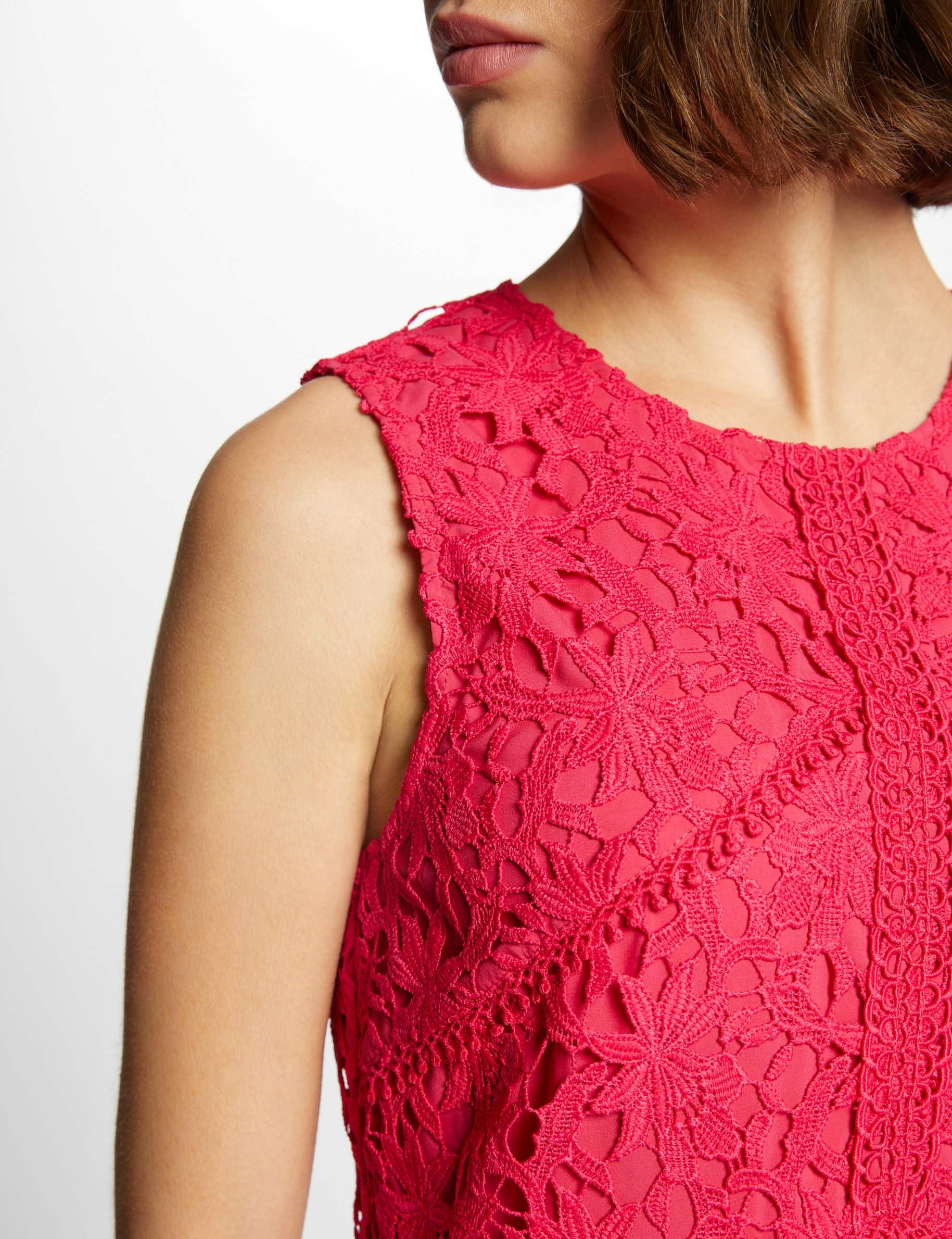 straight mini lace dress raspberry women Straight mini lace dress raspberry women