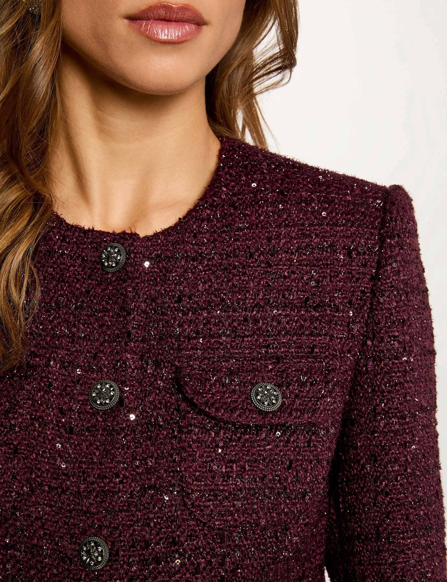 veste ajustee col rond prune femme plum women