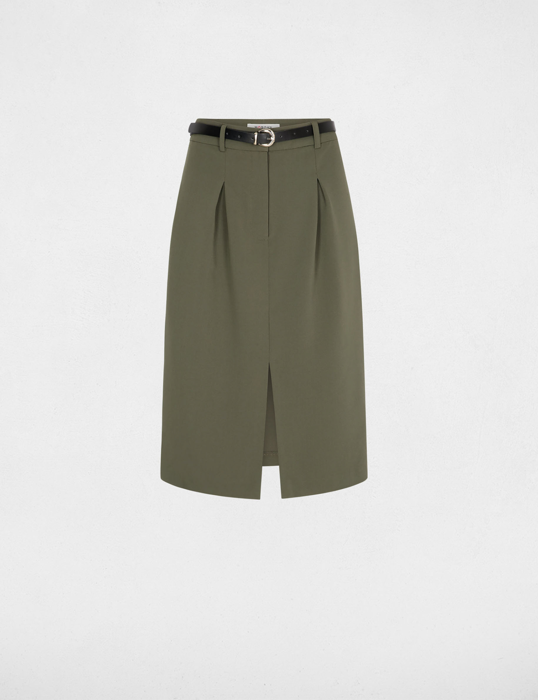 High-waisted pencil skirt khaki green women
