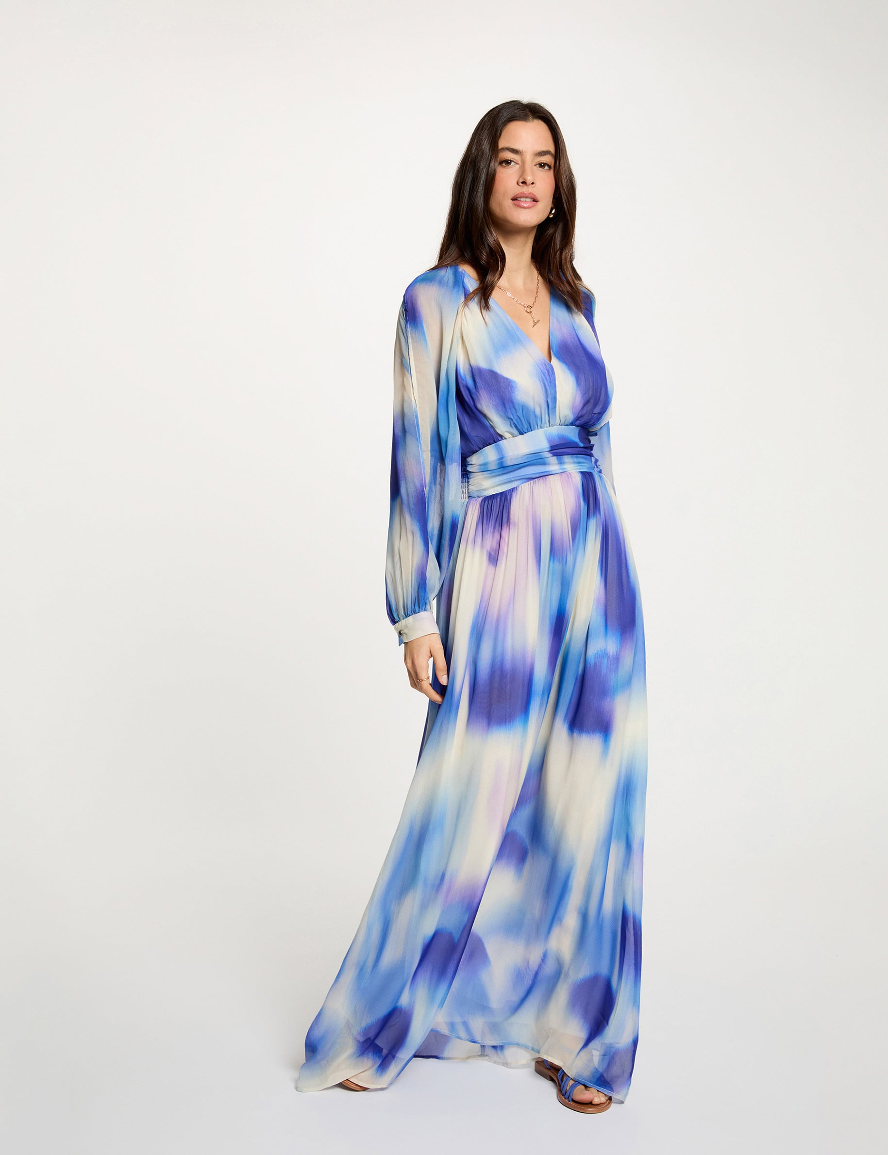 Flowy printed dress multicolor women