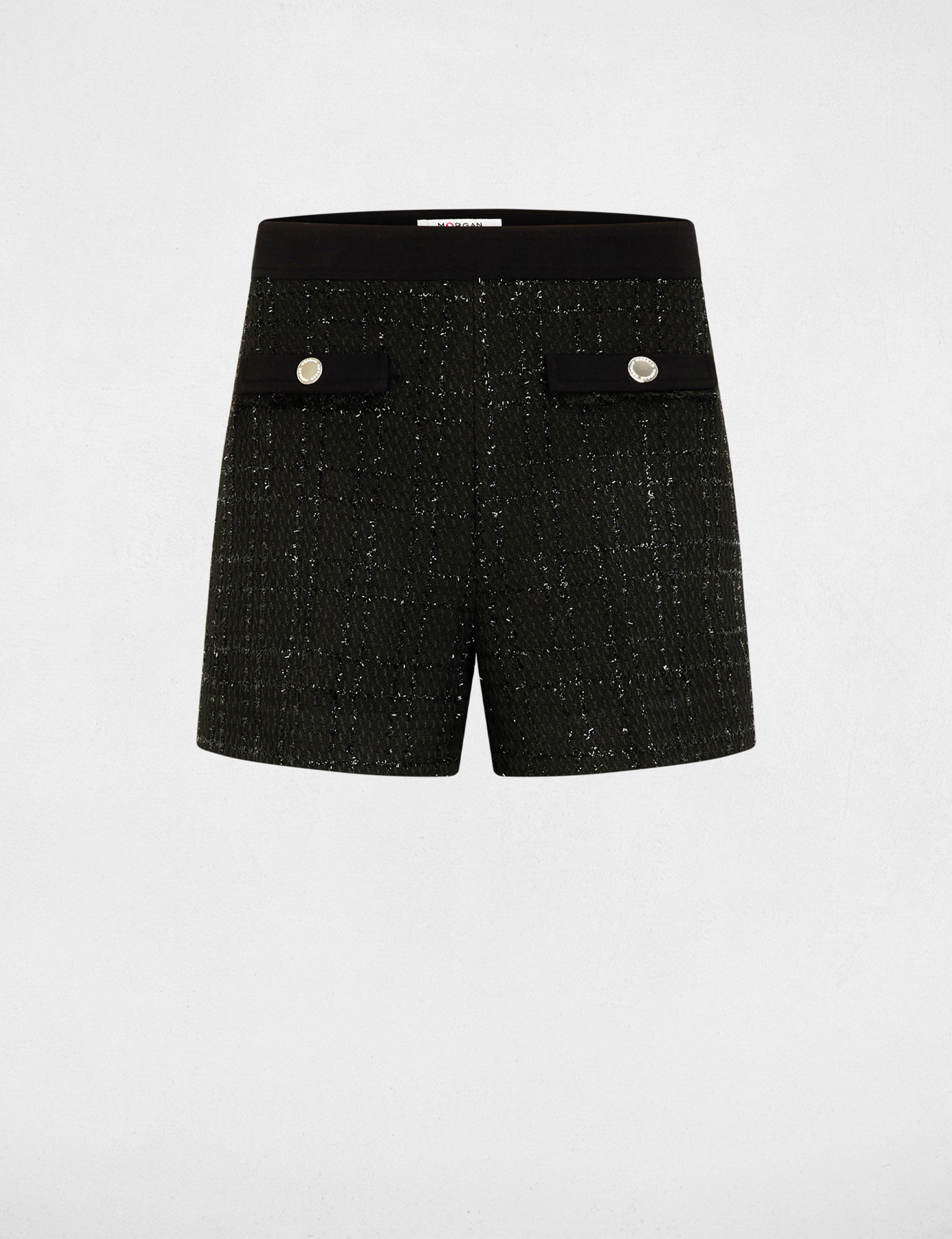 Fitted tweed shorts black women