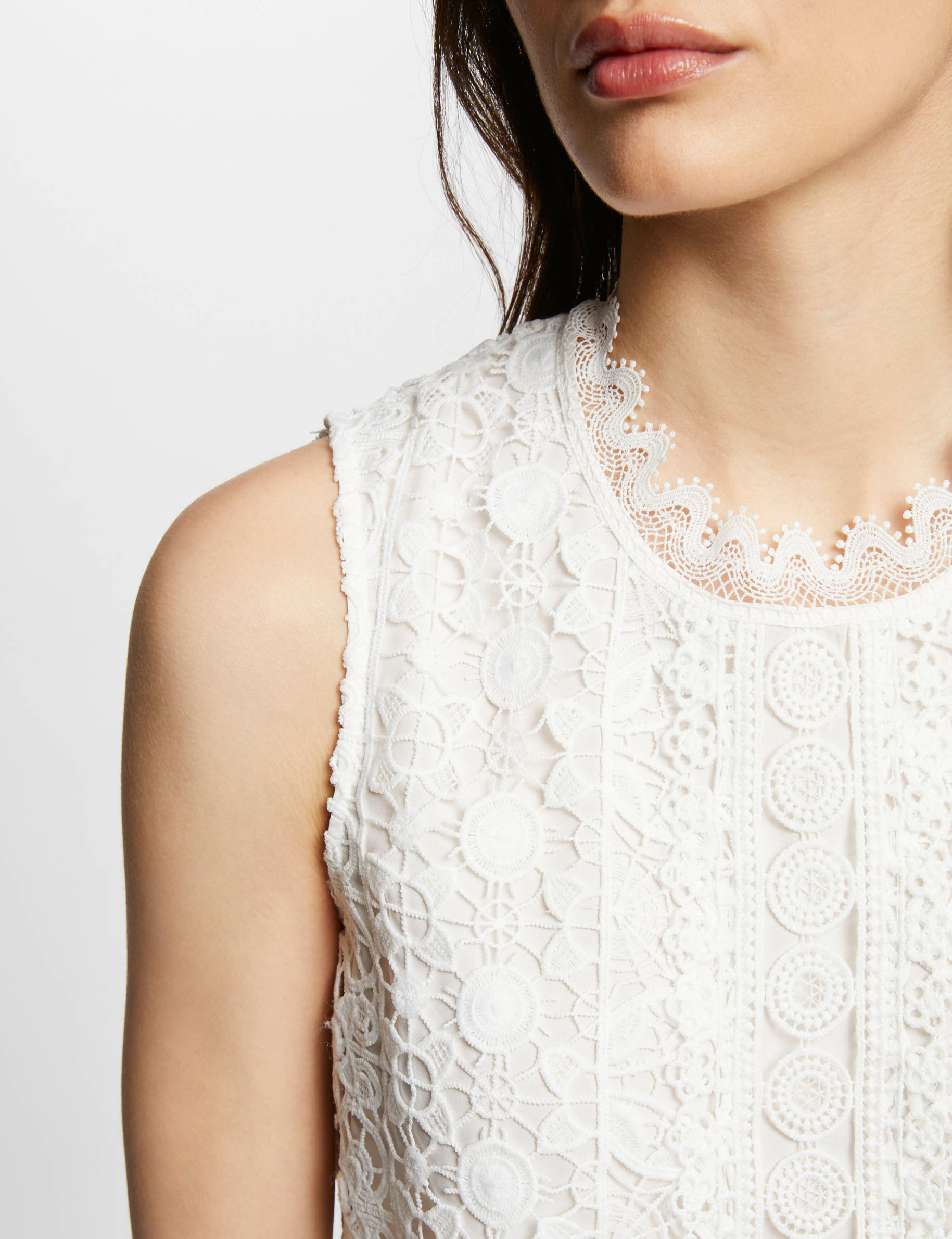 sleeveless lace top ecru women Sleeveless lace top ecru women