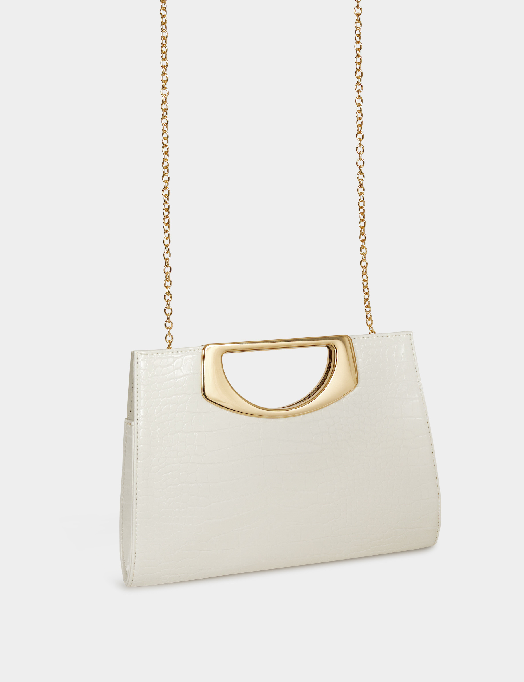 clutch bag with croc effect white women Clutch bag with croc effect white women