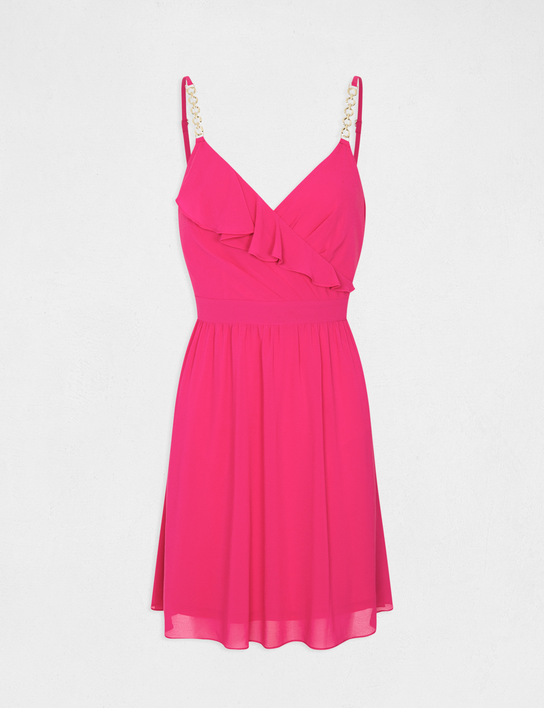 Skater dress with wrap-over neckline dark pink women