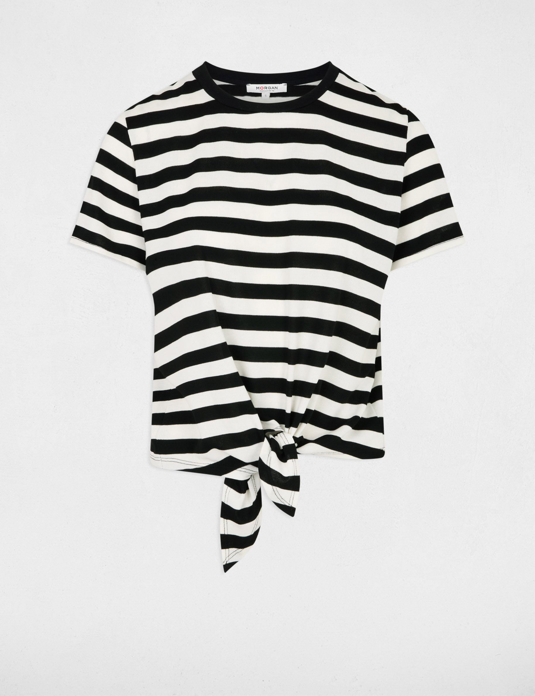 Cropped striped t-shirt white women