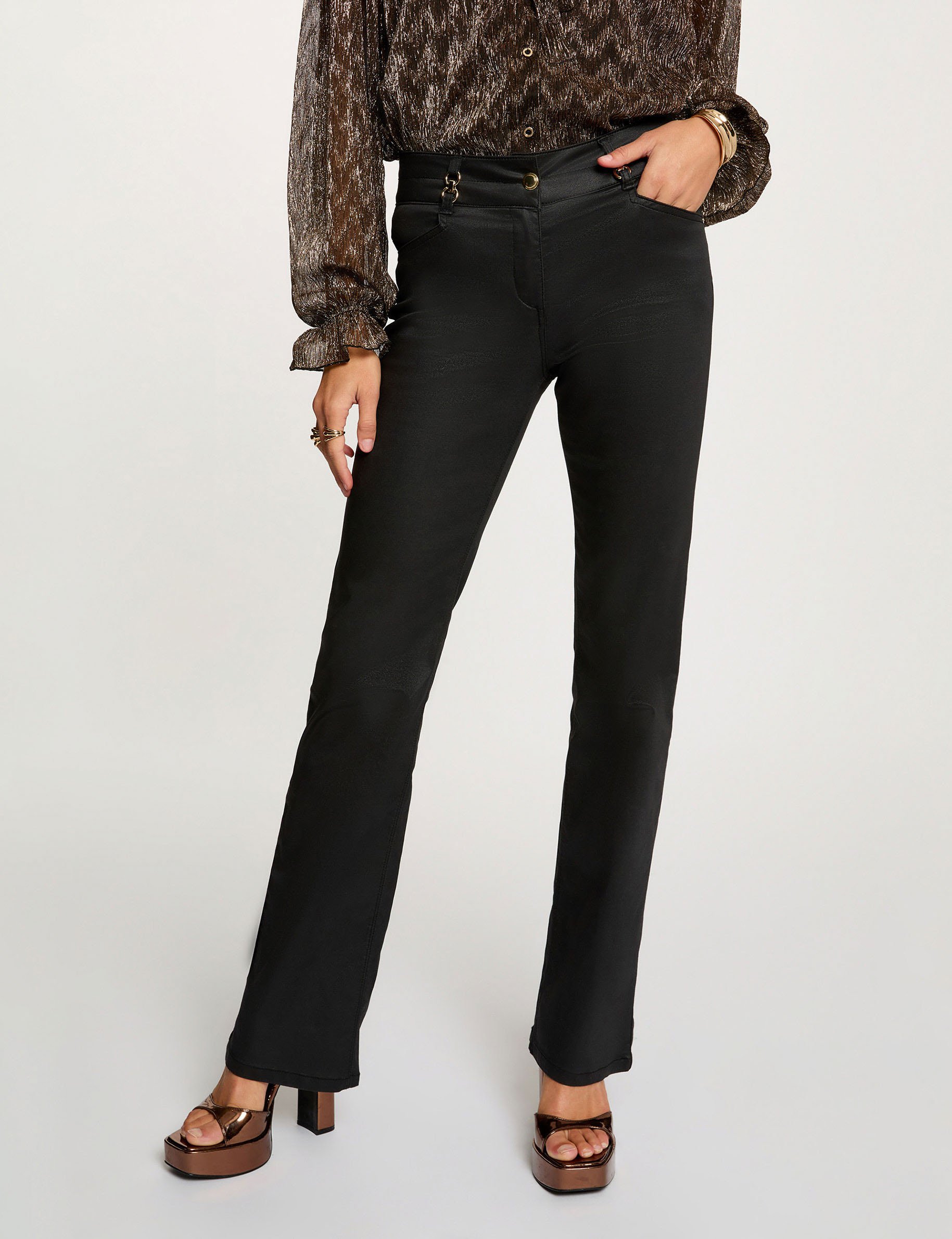 Coated bootcut trousers black women