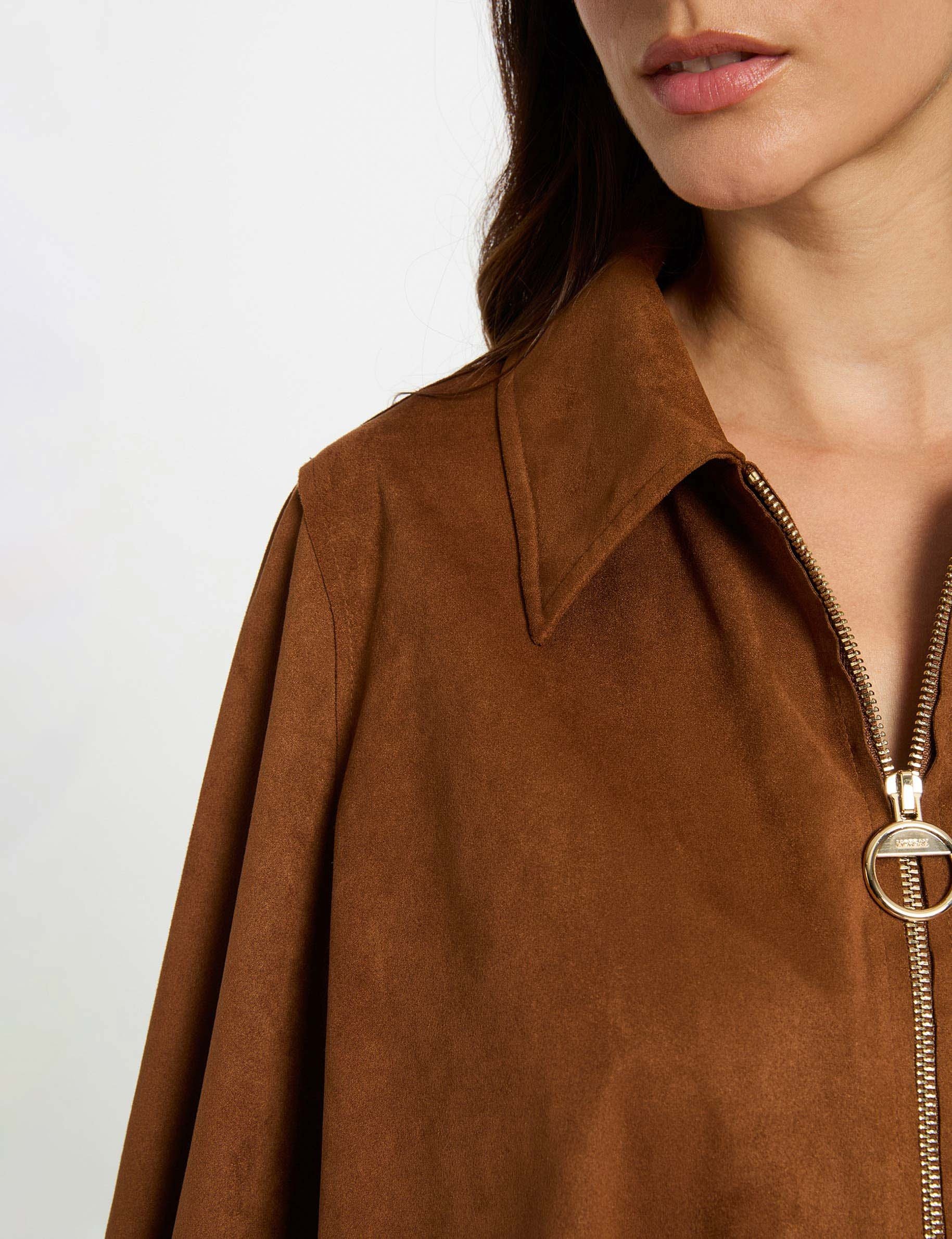 Veste courte oversize marron cognac femme