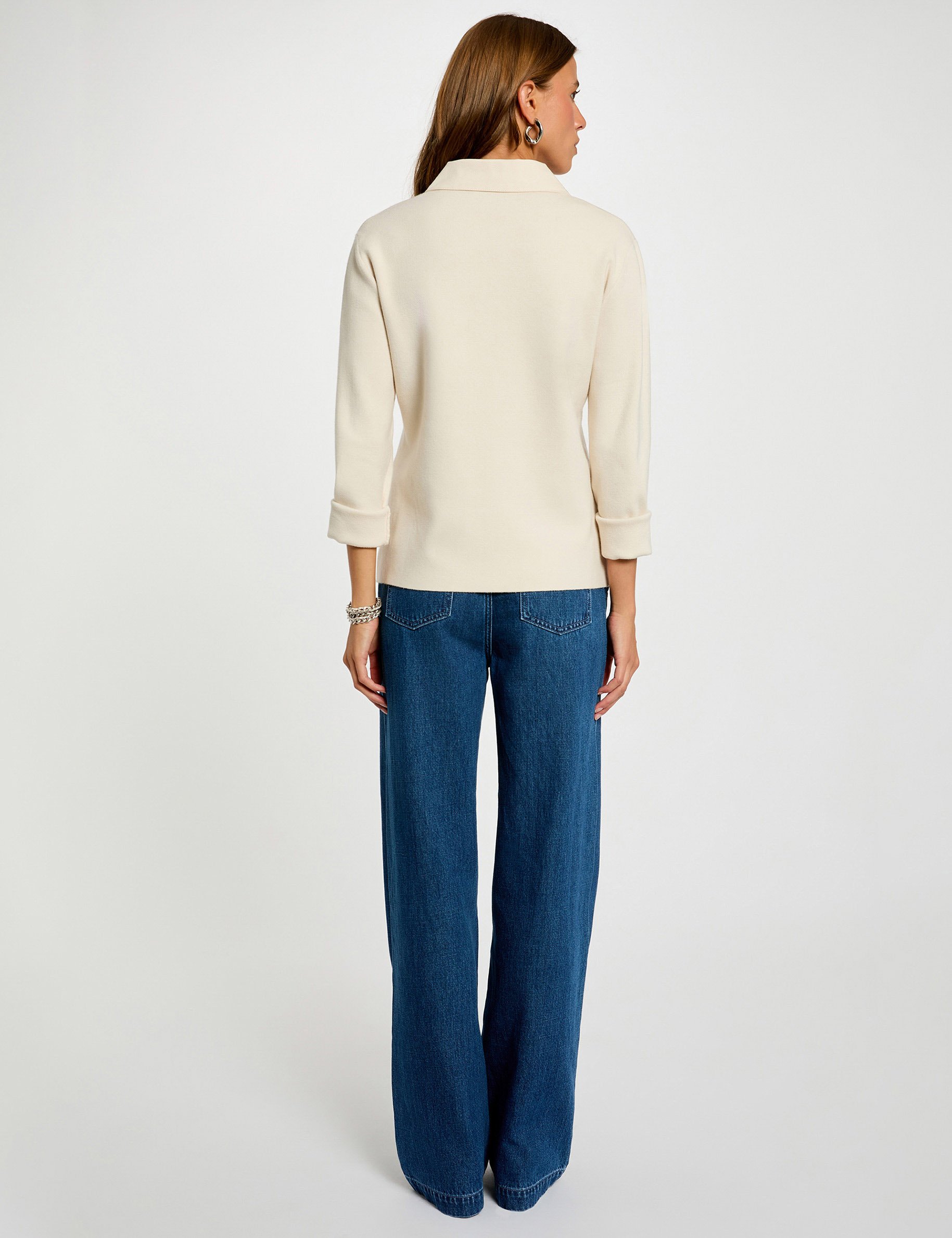pull court col revers ivoire femme Pull court col revers ivoire femme