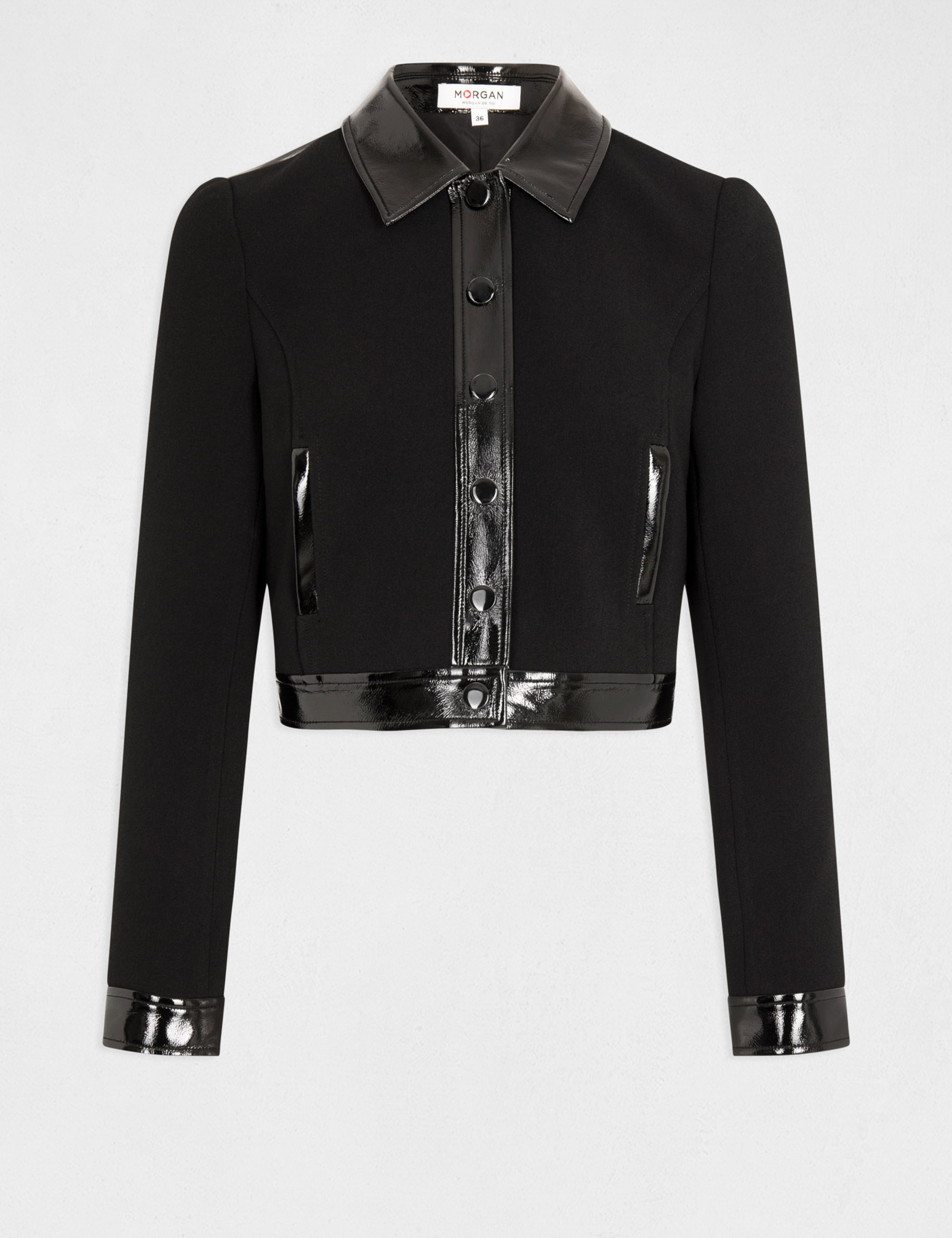 Straight jacket with vinyl details black ladies'