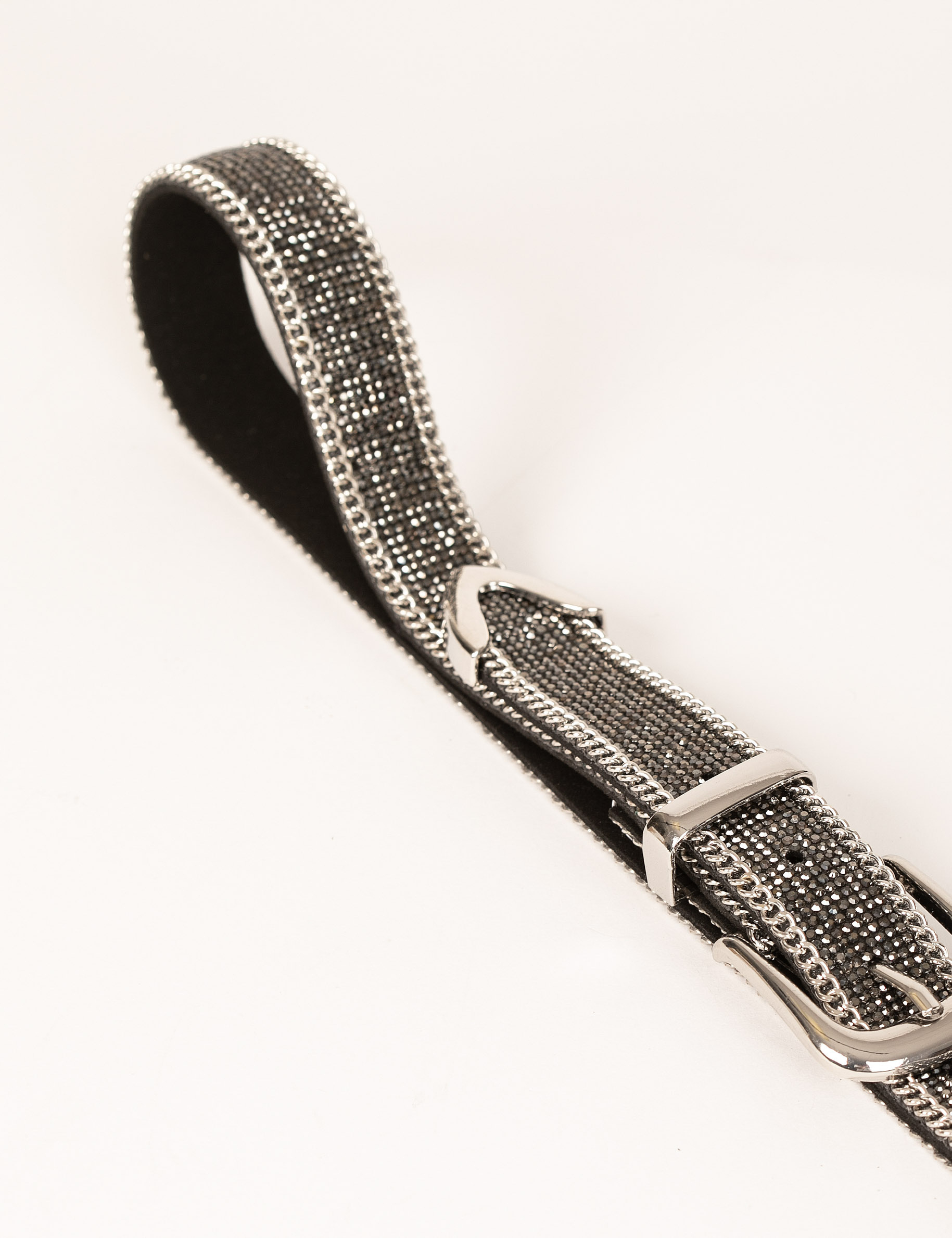 belt with rhinestones and chains light grey women Belt with rhinestones and chains light grey women