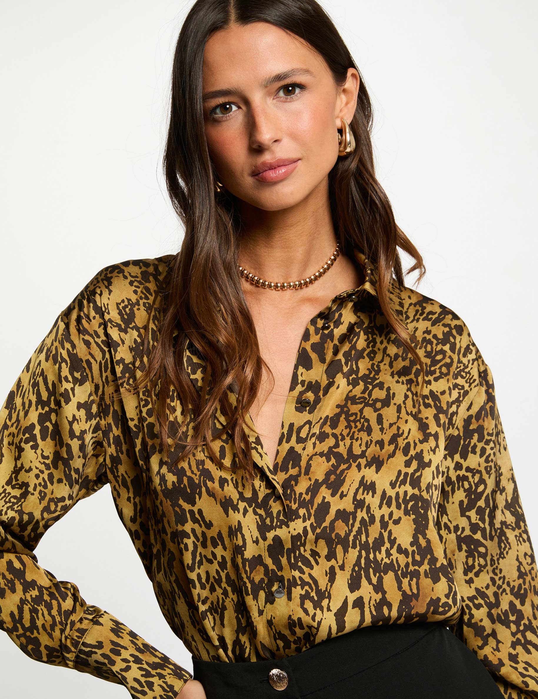 Satin printed shirt multicolor women