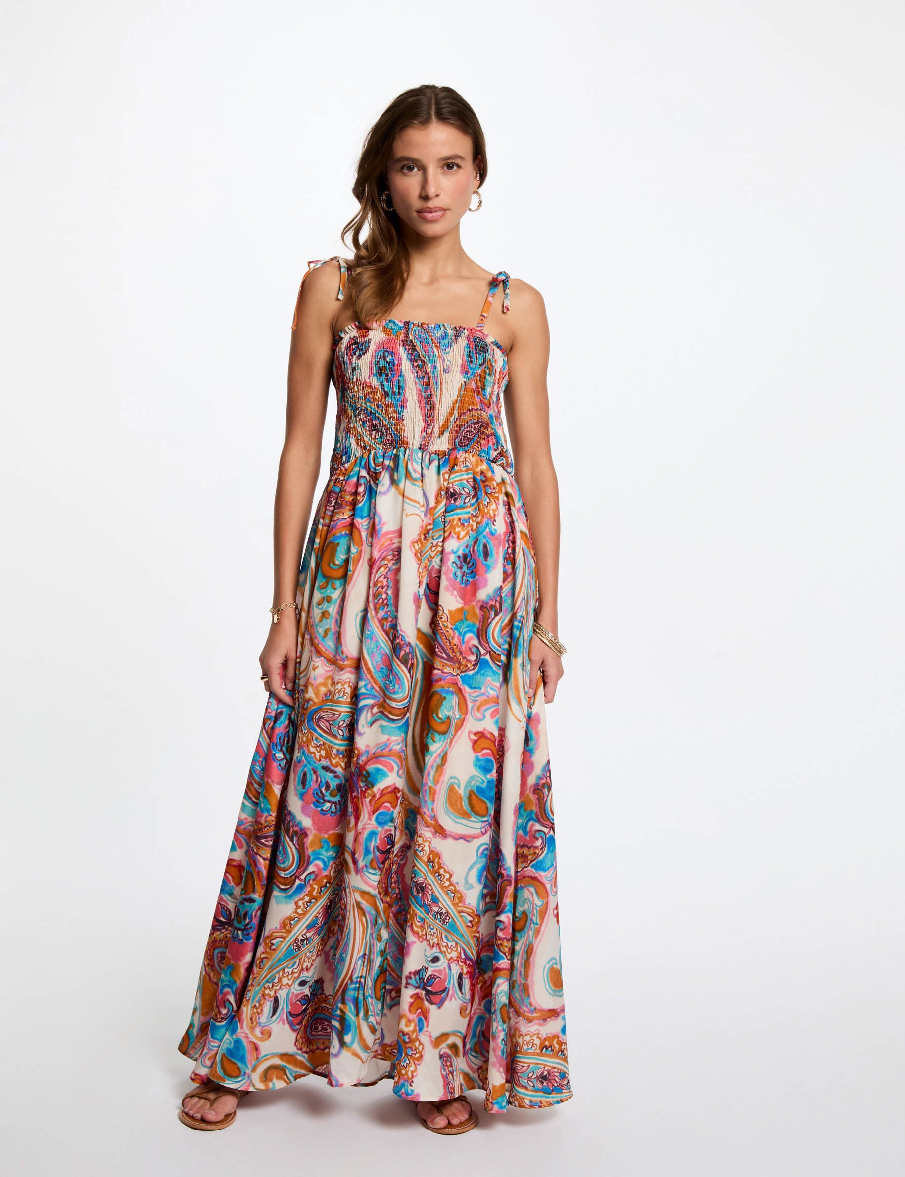 Printed maxi straight dress multicolor women
