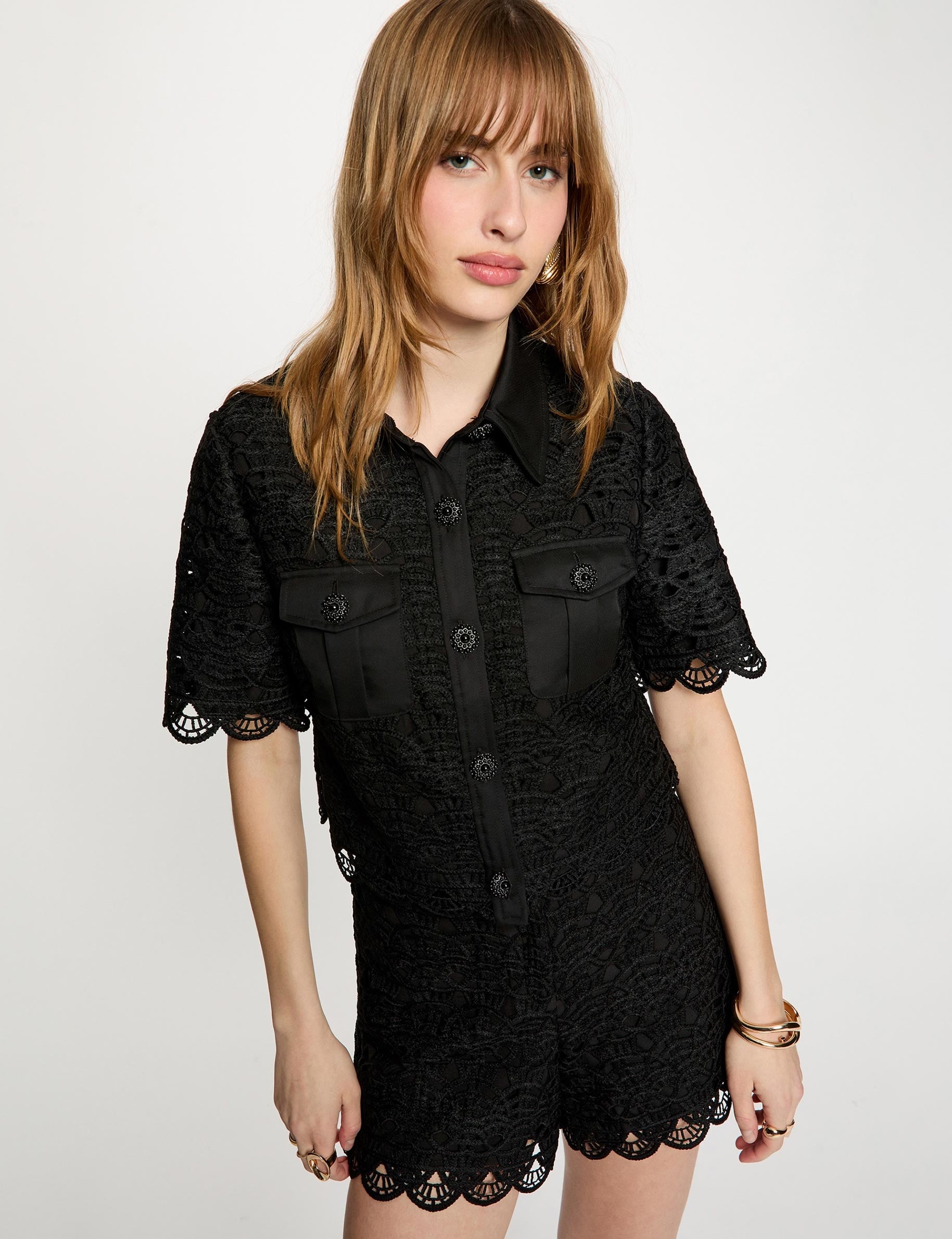Short-sleeved shirt black women