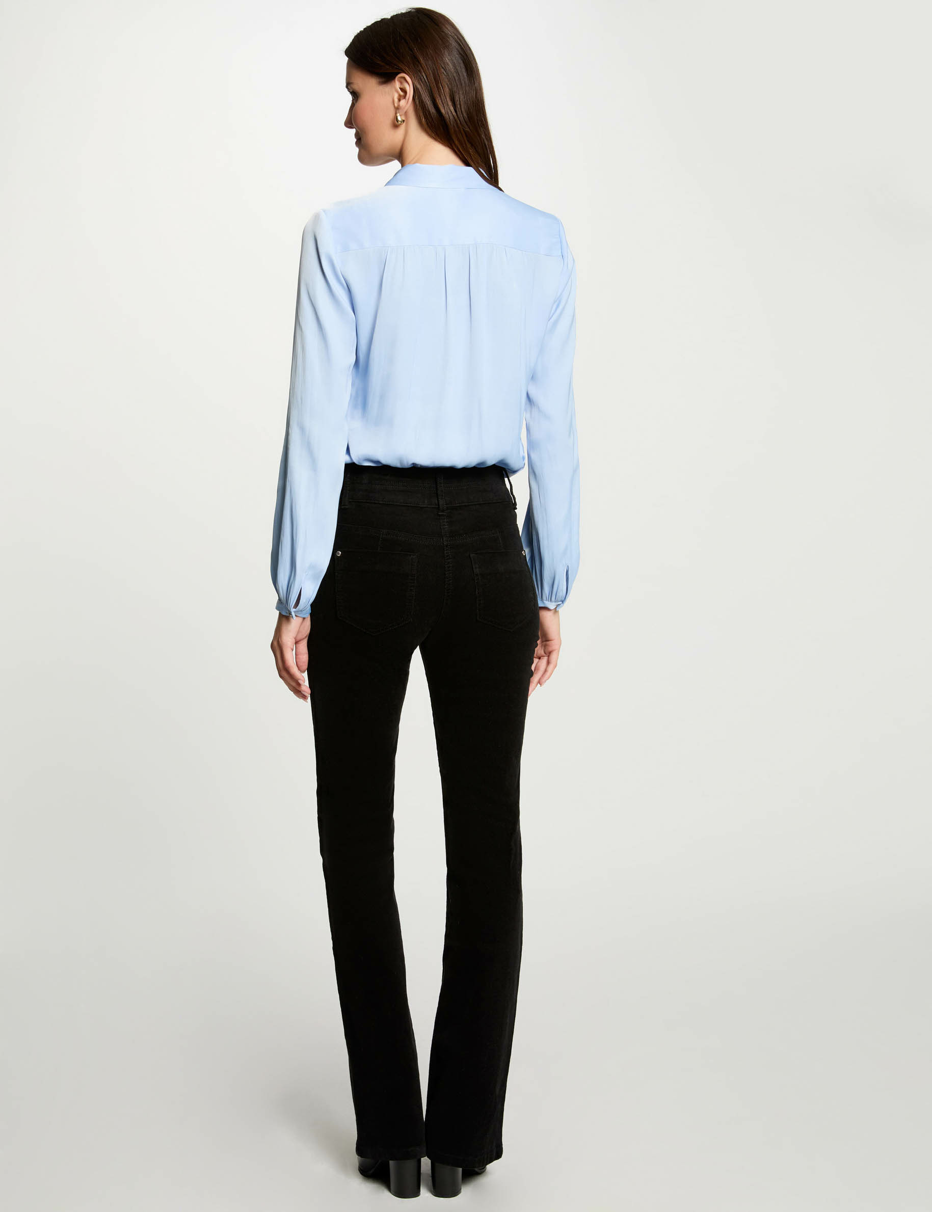 long sleeved satin shirt sky blue women Long-sleeved satin shirt sky blue women