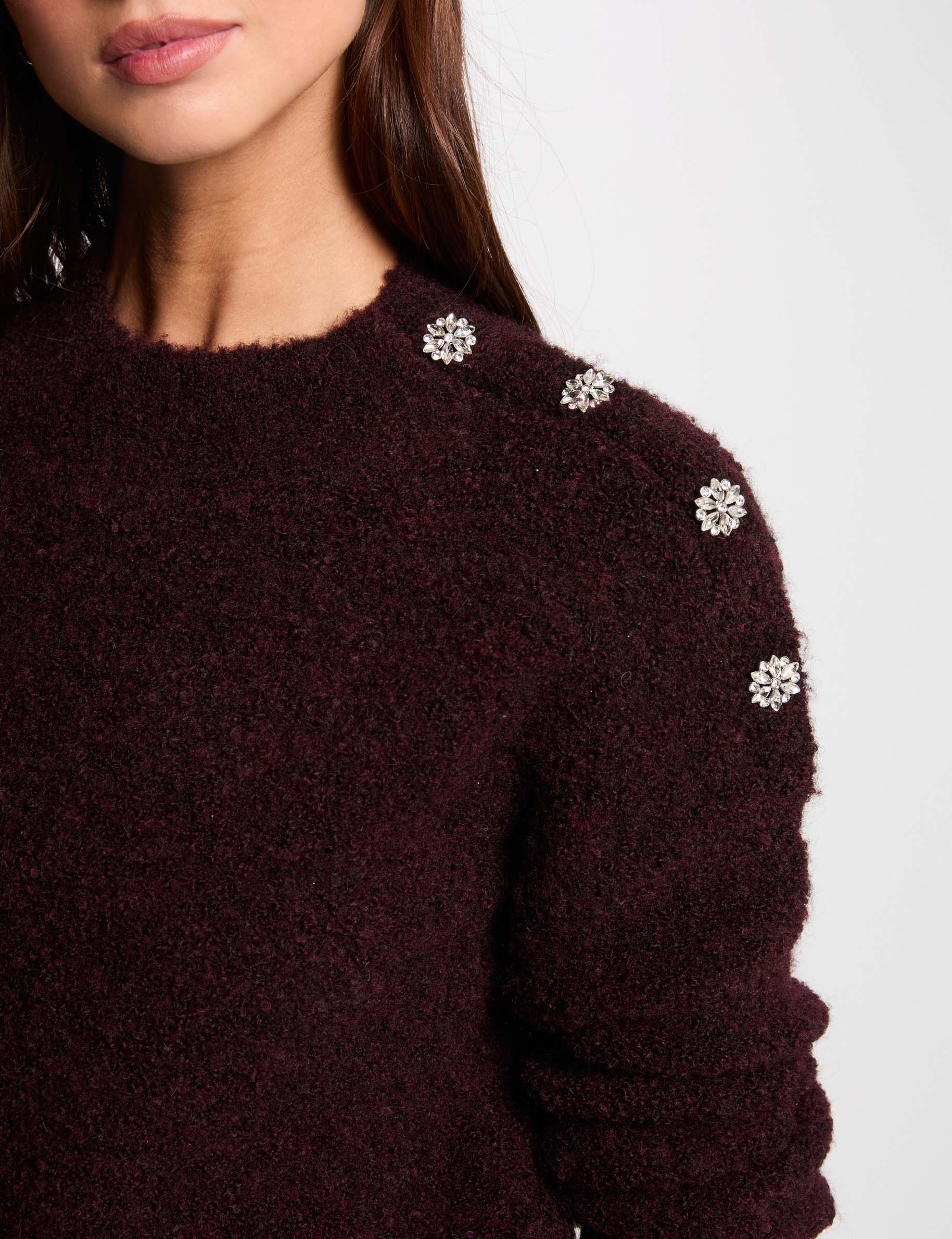 jumper high collar and buttons plum women Jumper high collar and buttons plum women