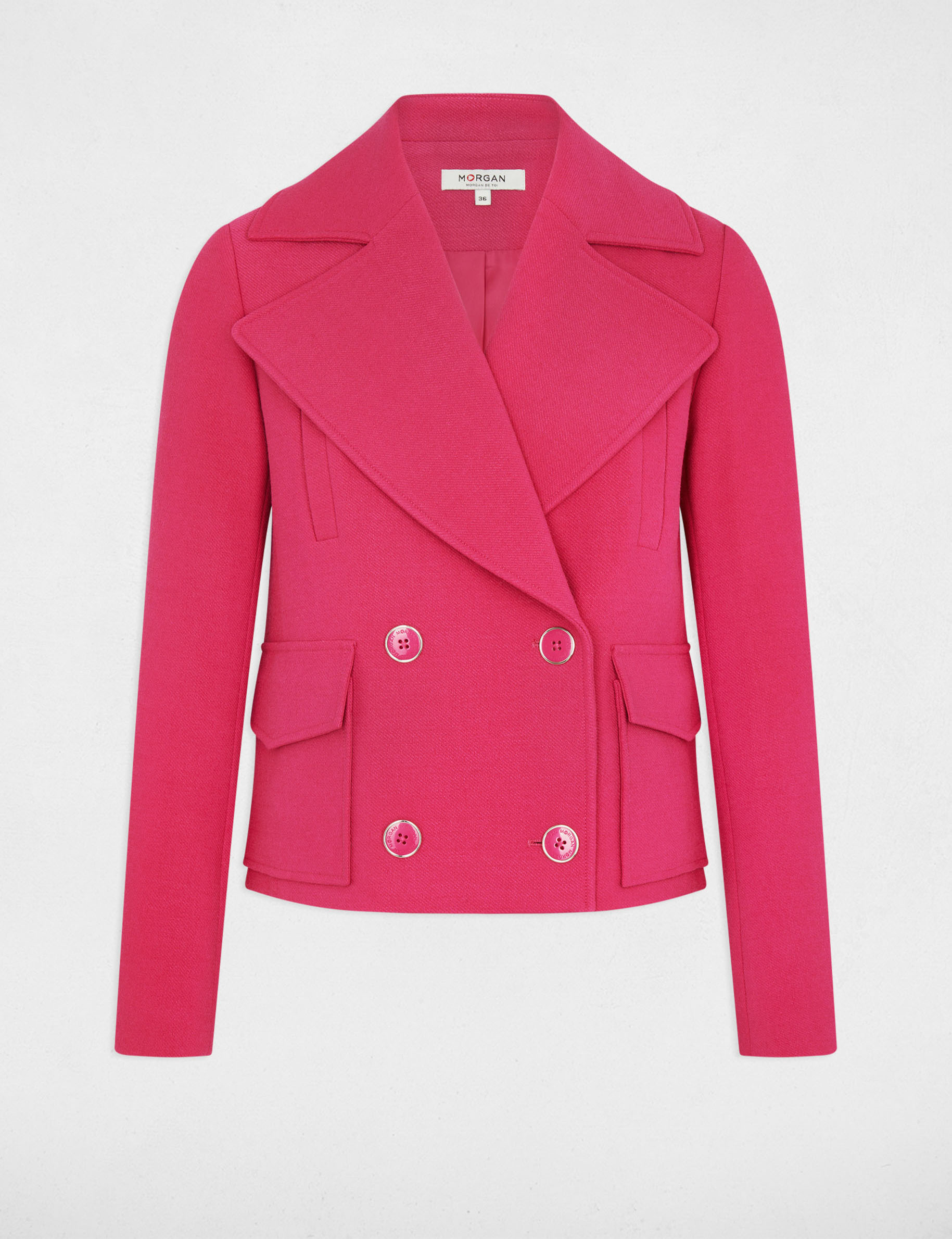 Short buttoned coat medium pink ladies'