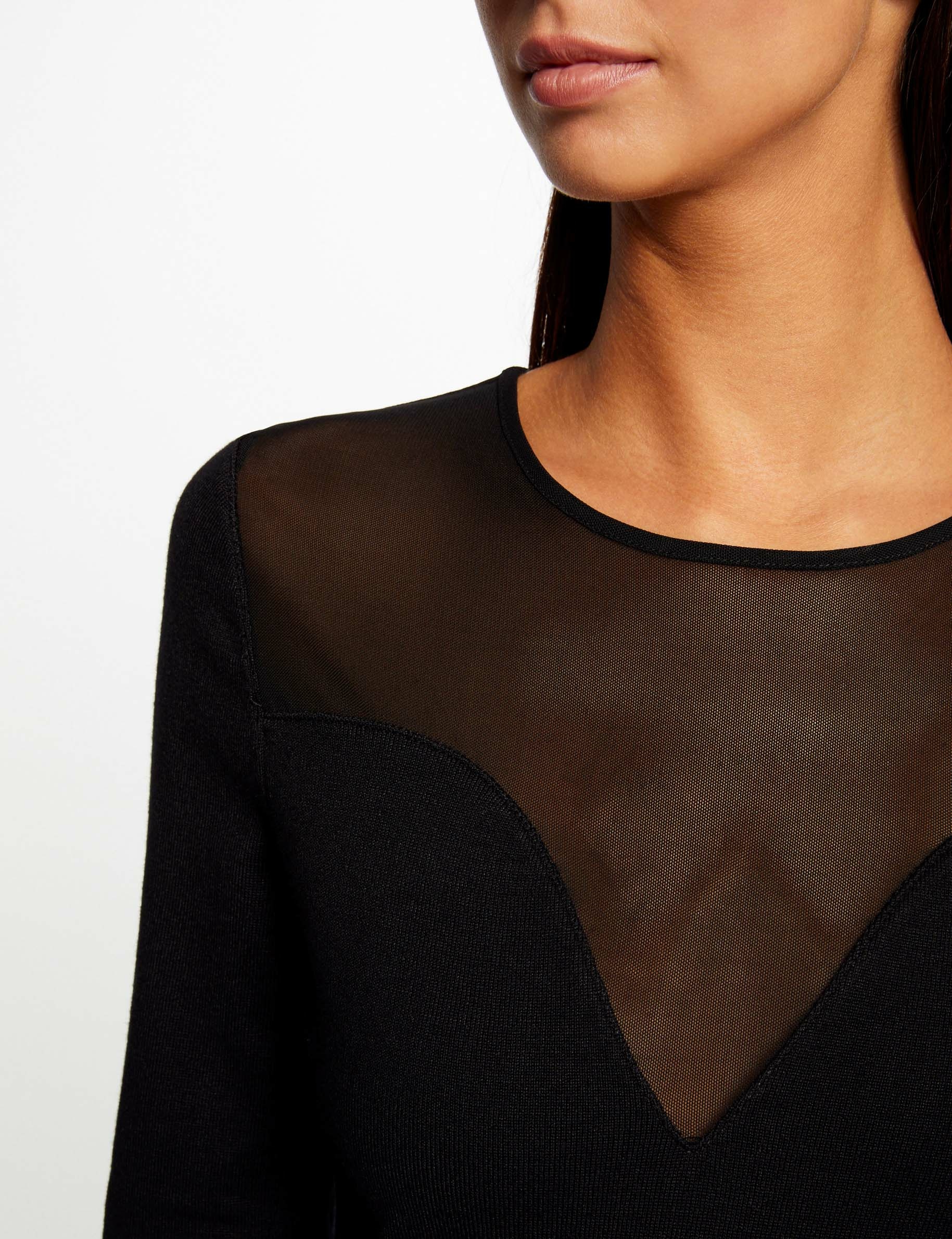 Long-sleeved jumper with round neck black ladies'