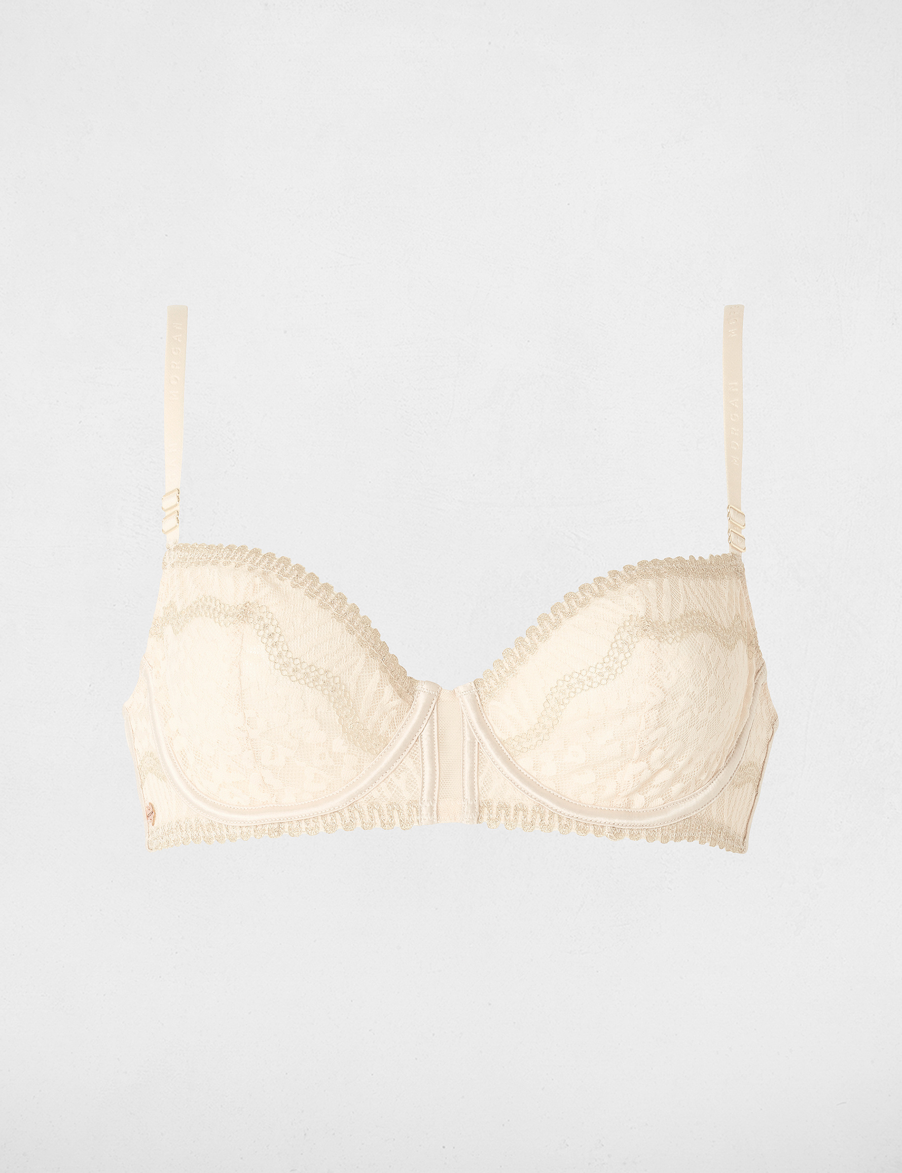 Lace bra with thin straps beige women