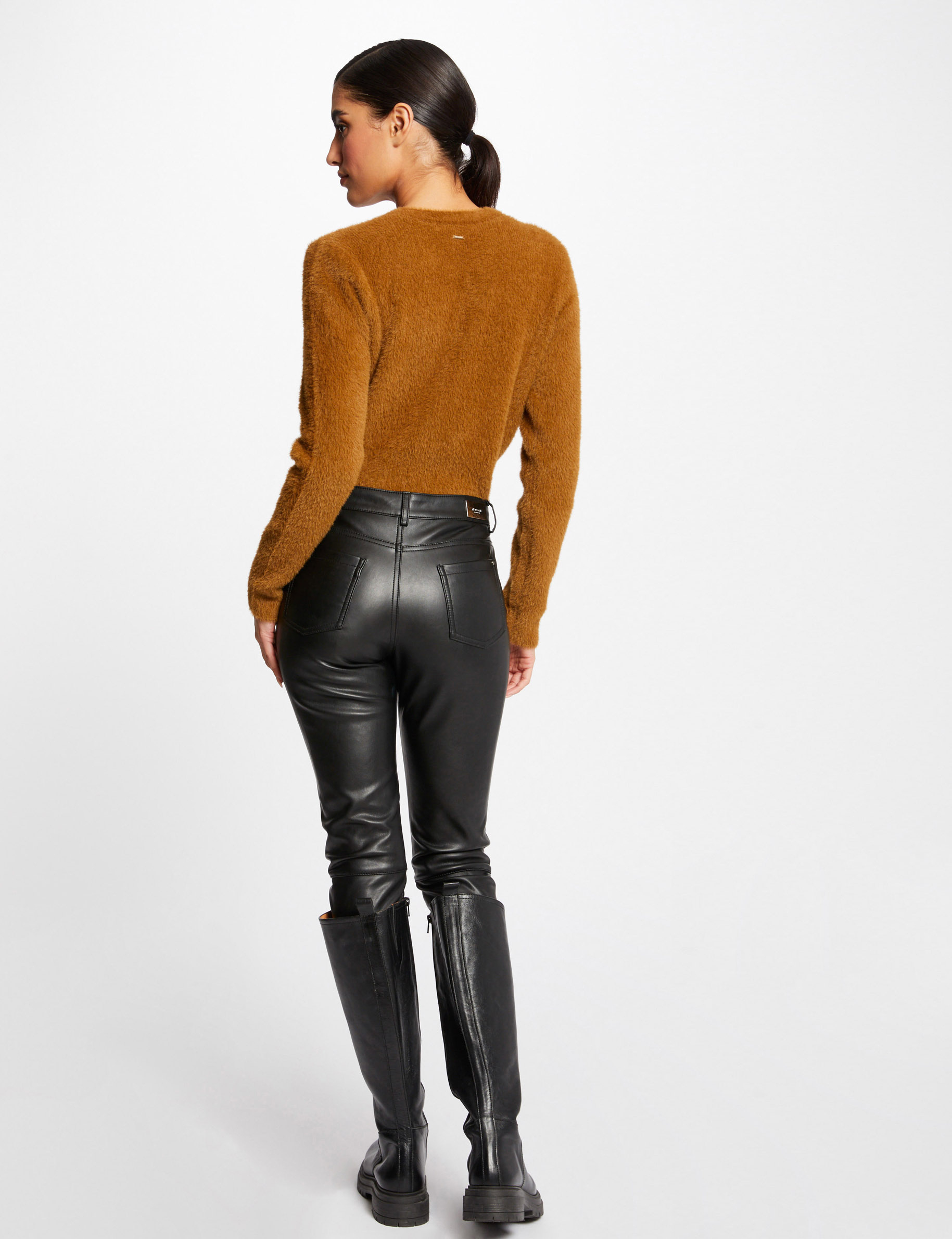 Long-sleeved jumper with round neck caramel ladies'