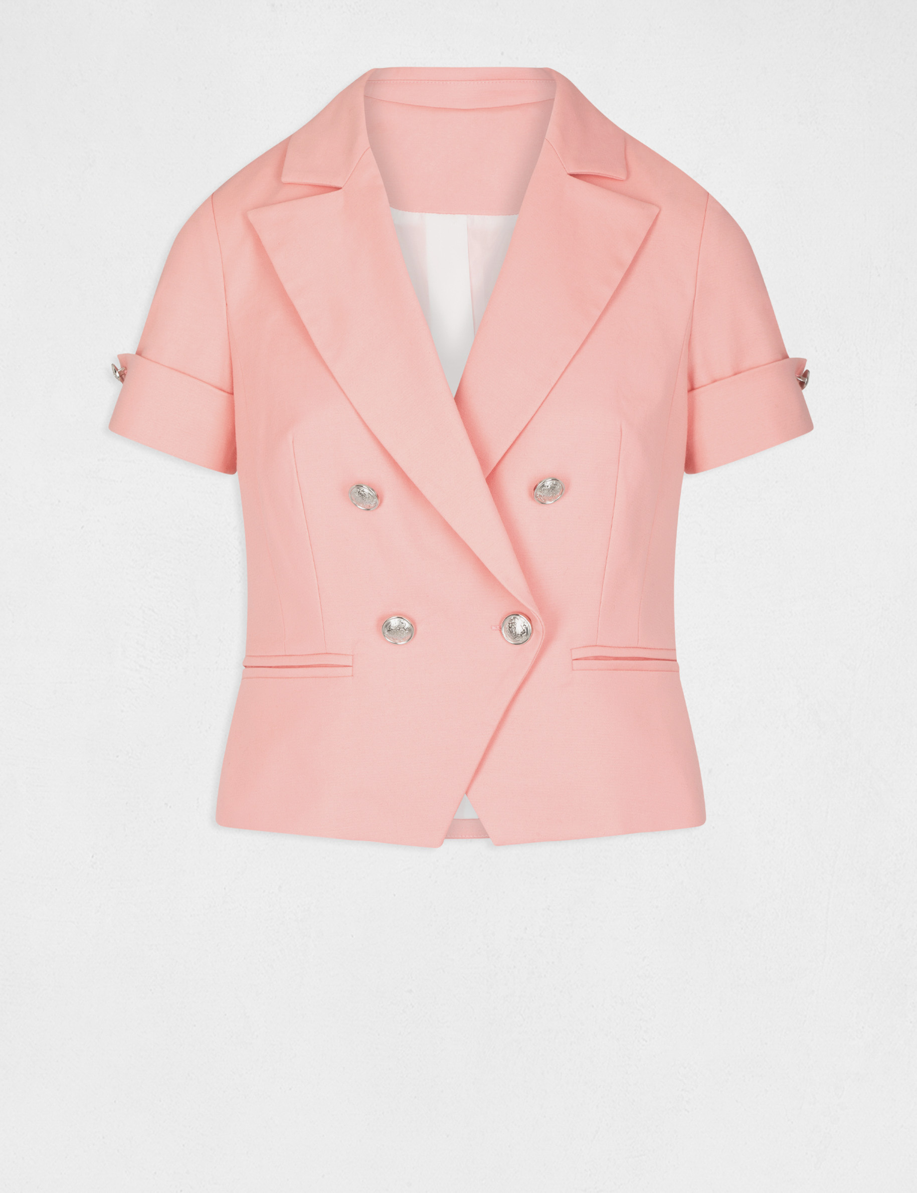 Straight blazer with short sleeves pale pink ladies'