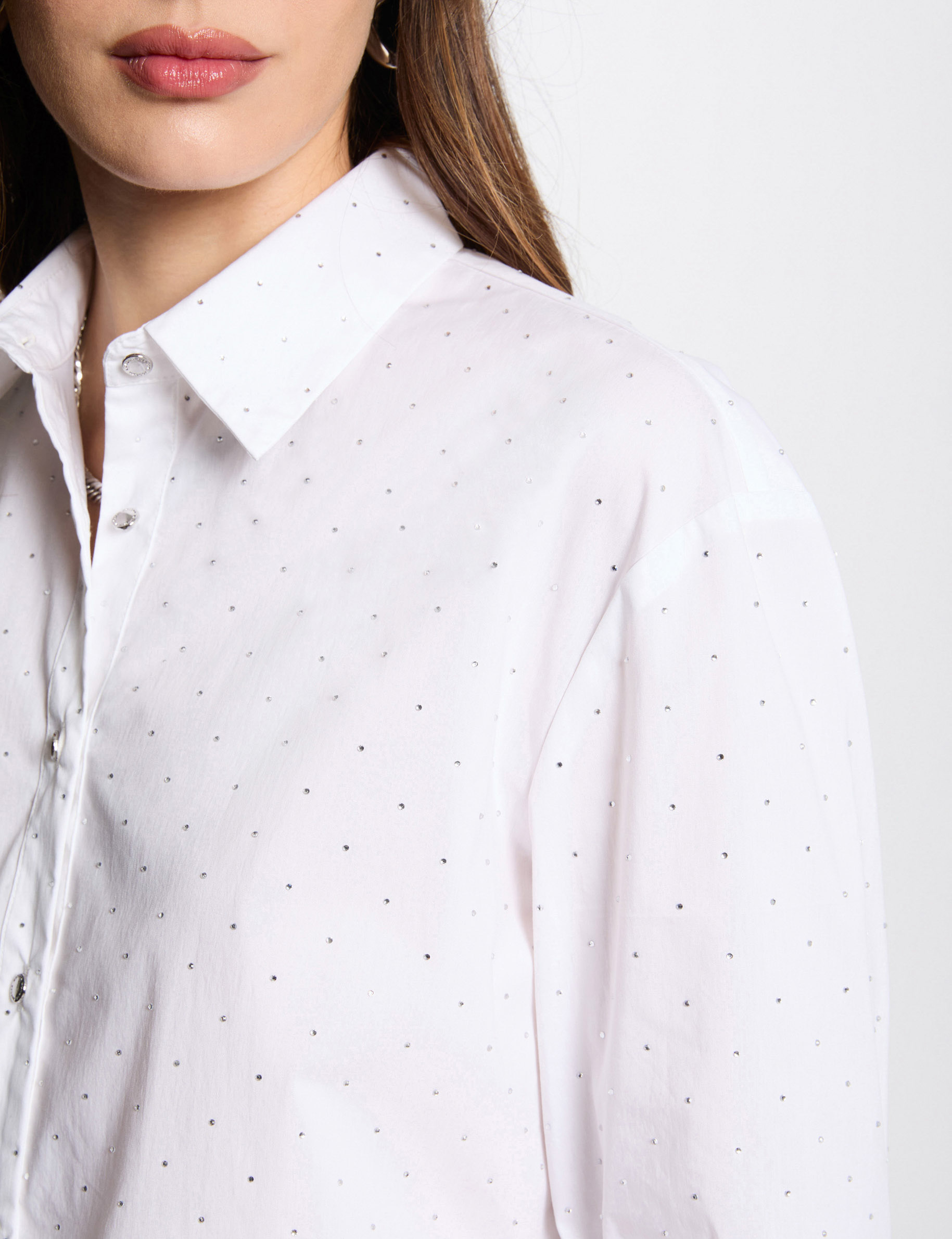 long sleeved shirt rhinestones white women Long-sleeved shirt rhinestones white women