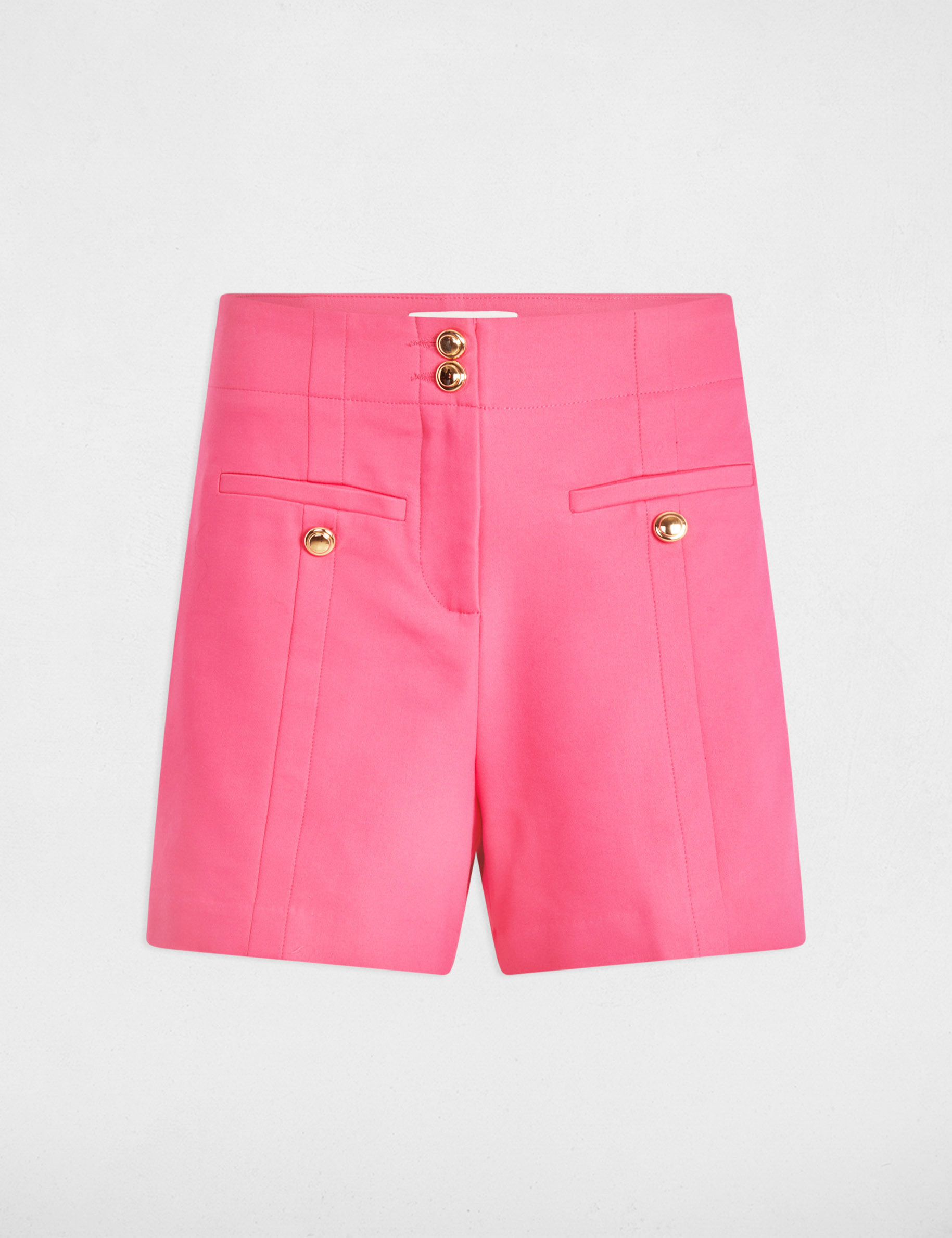 Straight shorts with darts pink women