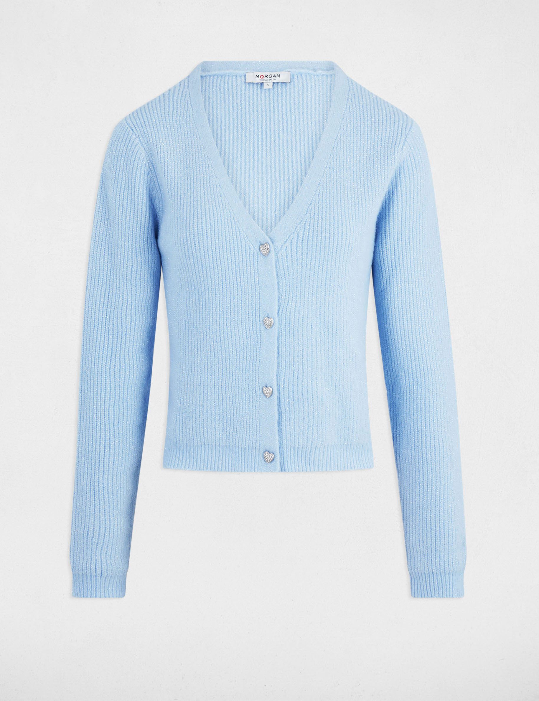 Cardigan with V-neck sky blue women
