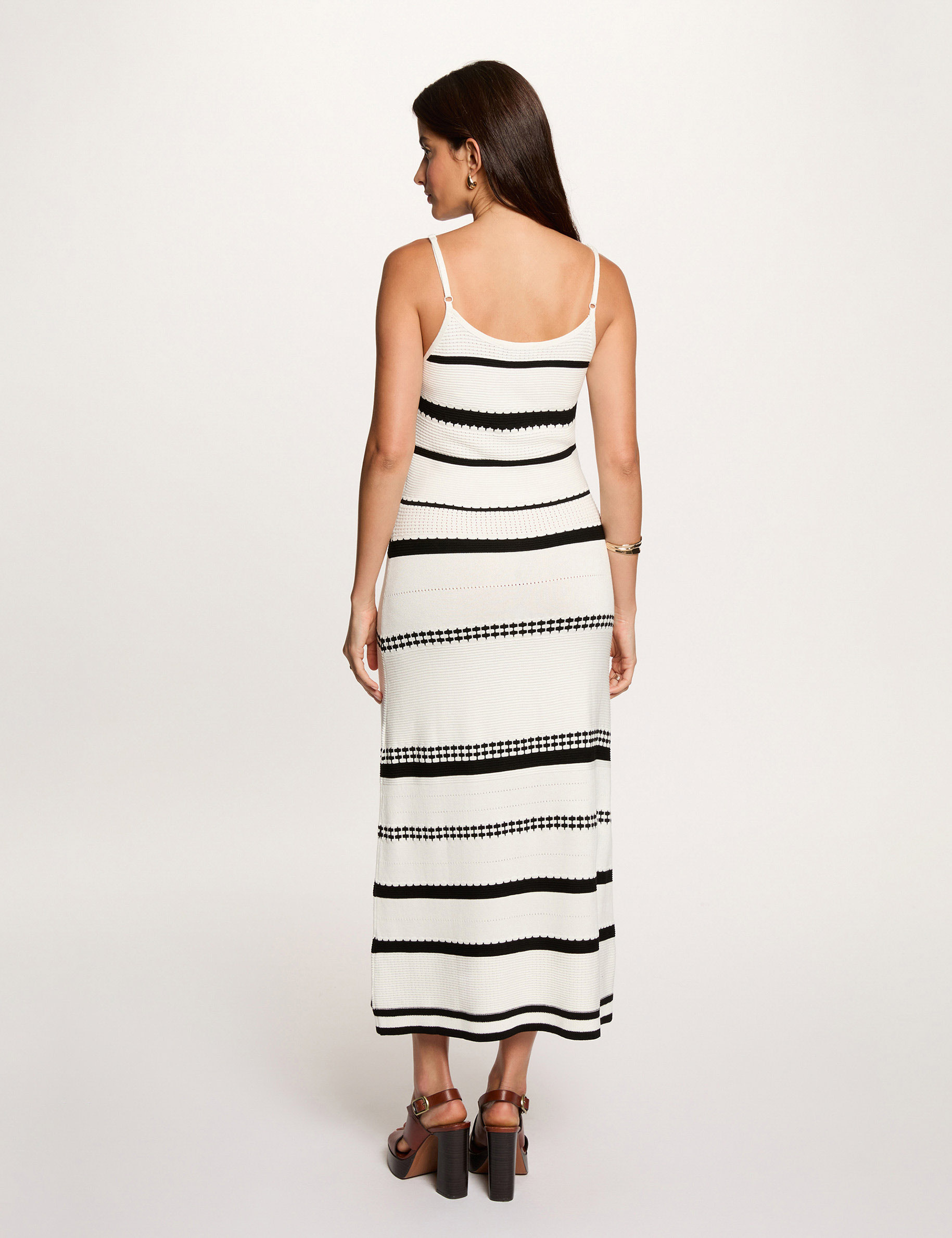 Striped knit dress white women
