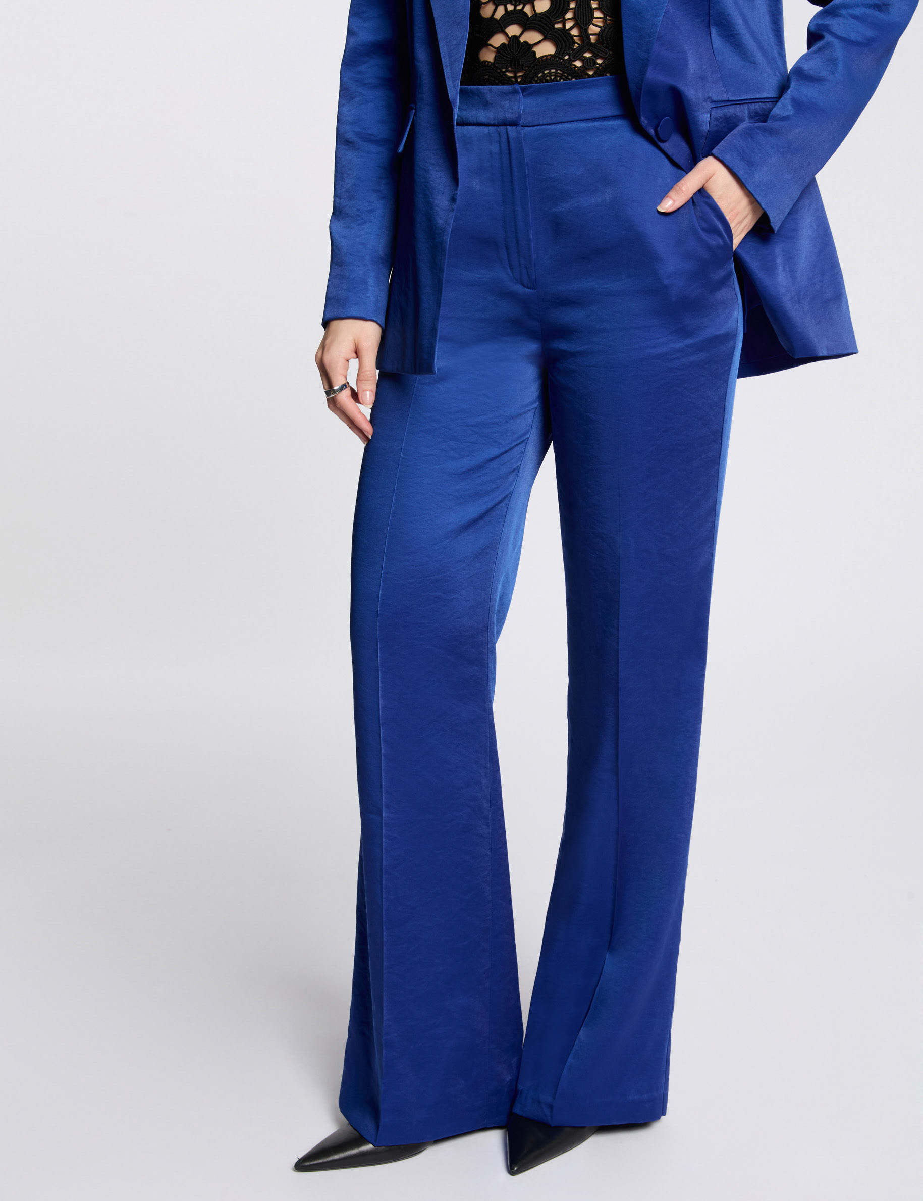 Loose straight trousers electric blue women