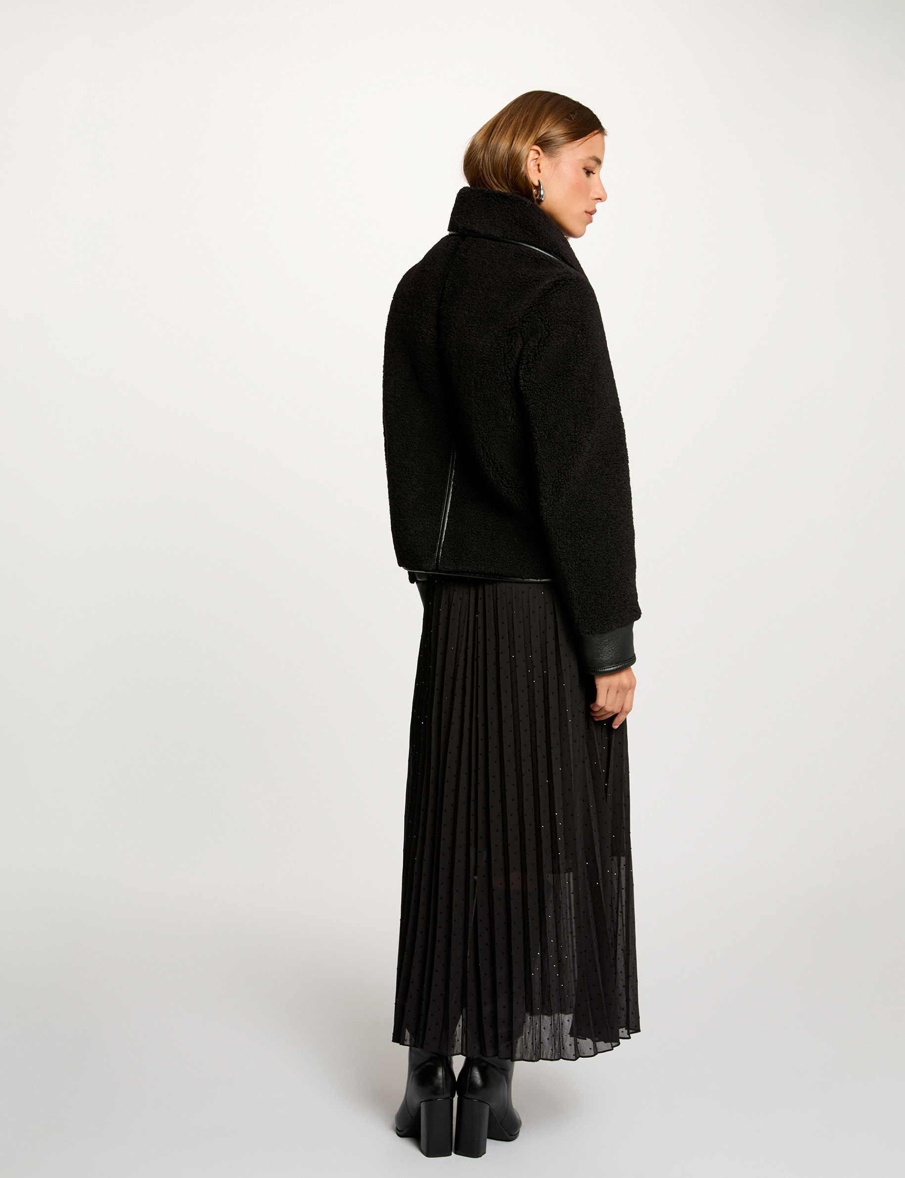 short coat with tailored collar black women Short coat with tailored collar black women