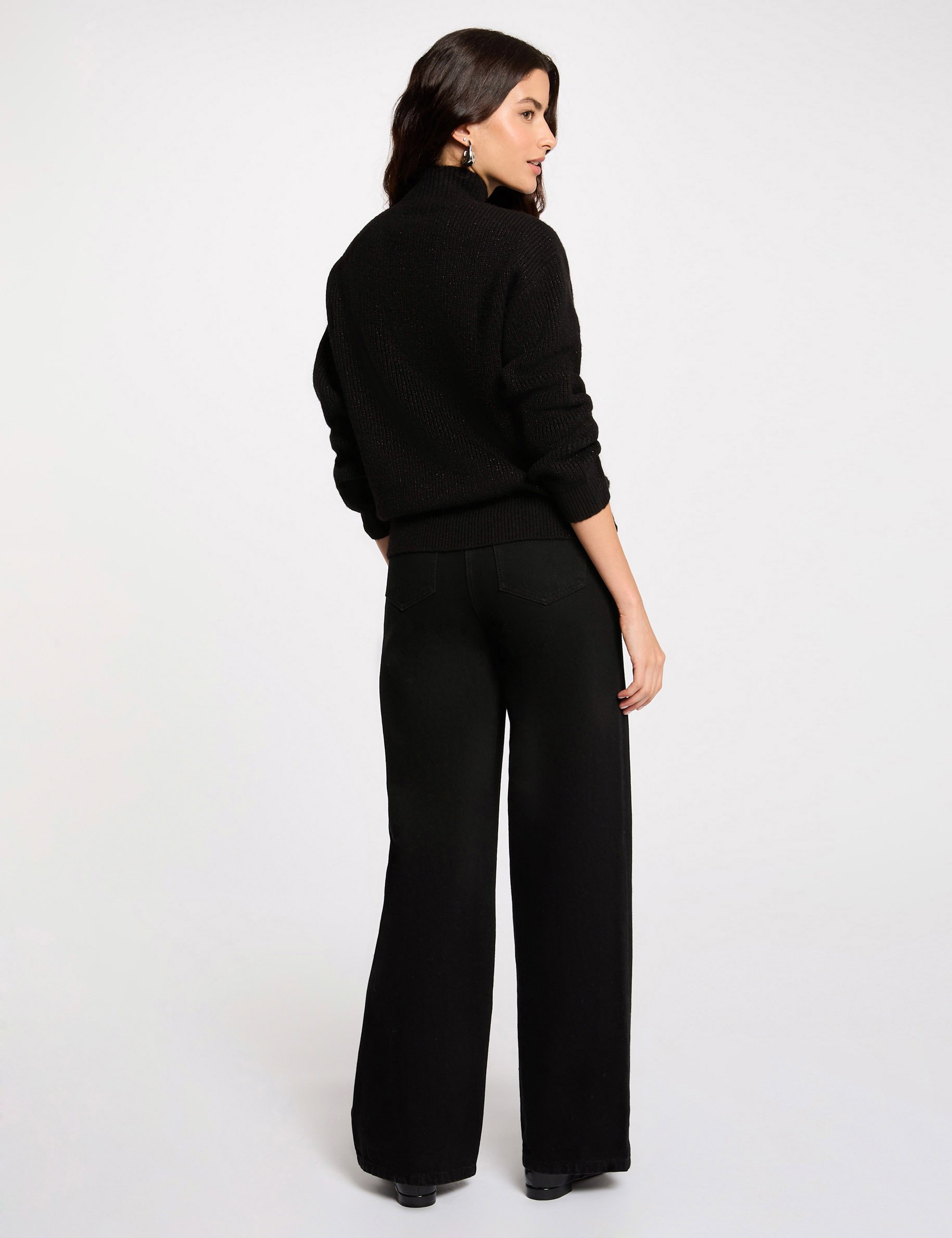 Long-sleeved jumper with buttons black women