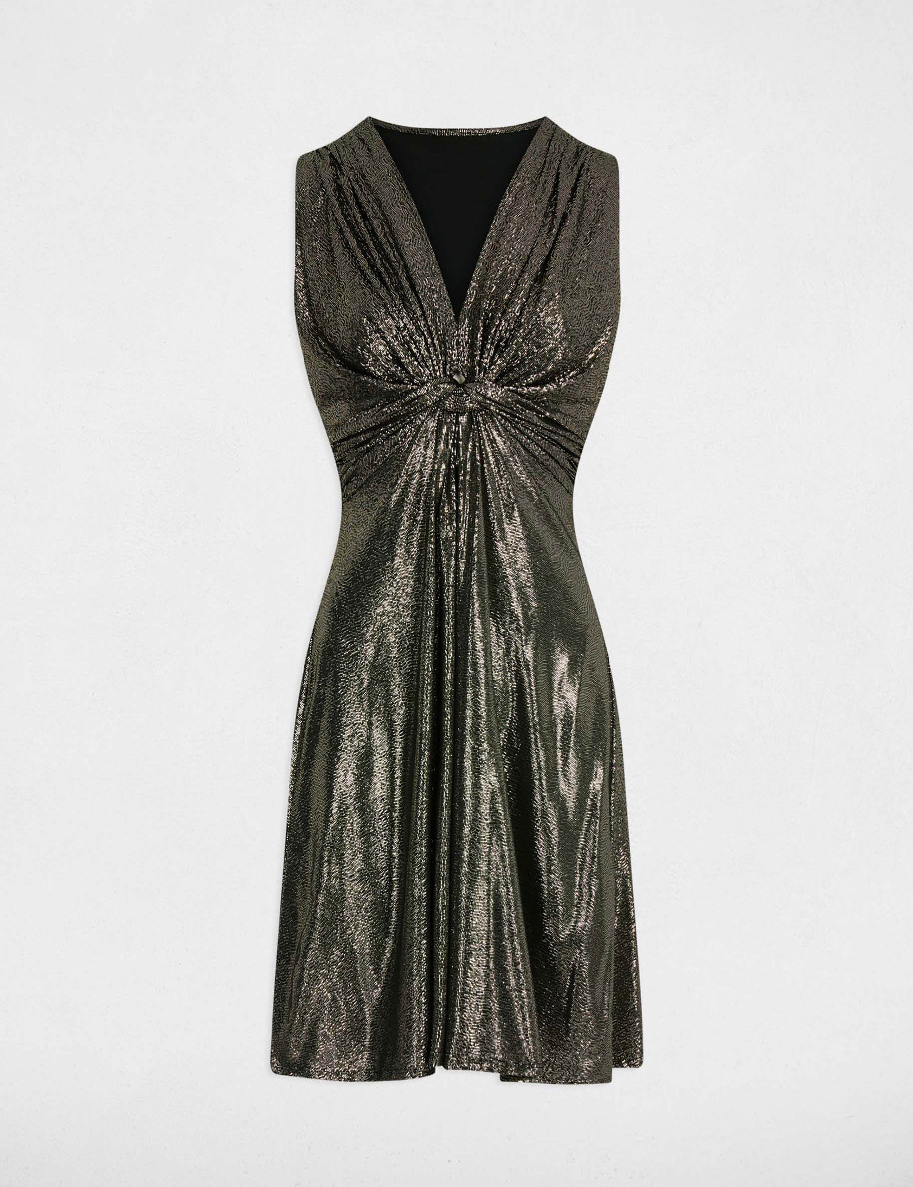 robe sans manches col v jaune or femme Robe sans manches col v jaune or femme