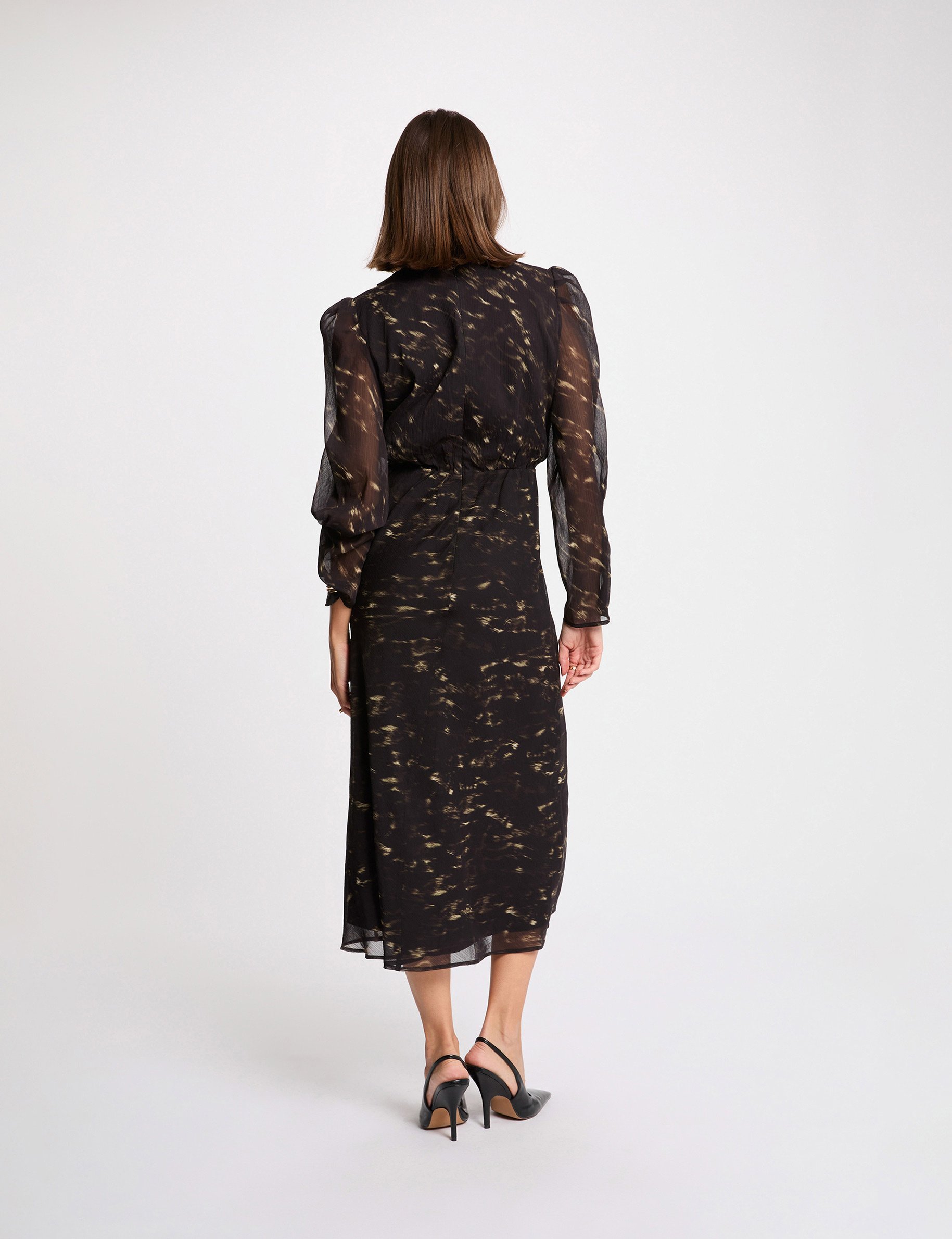long dress with puffed sleeves multicolor women Long dress with puffed sleeves multicolor women