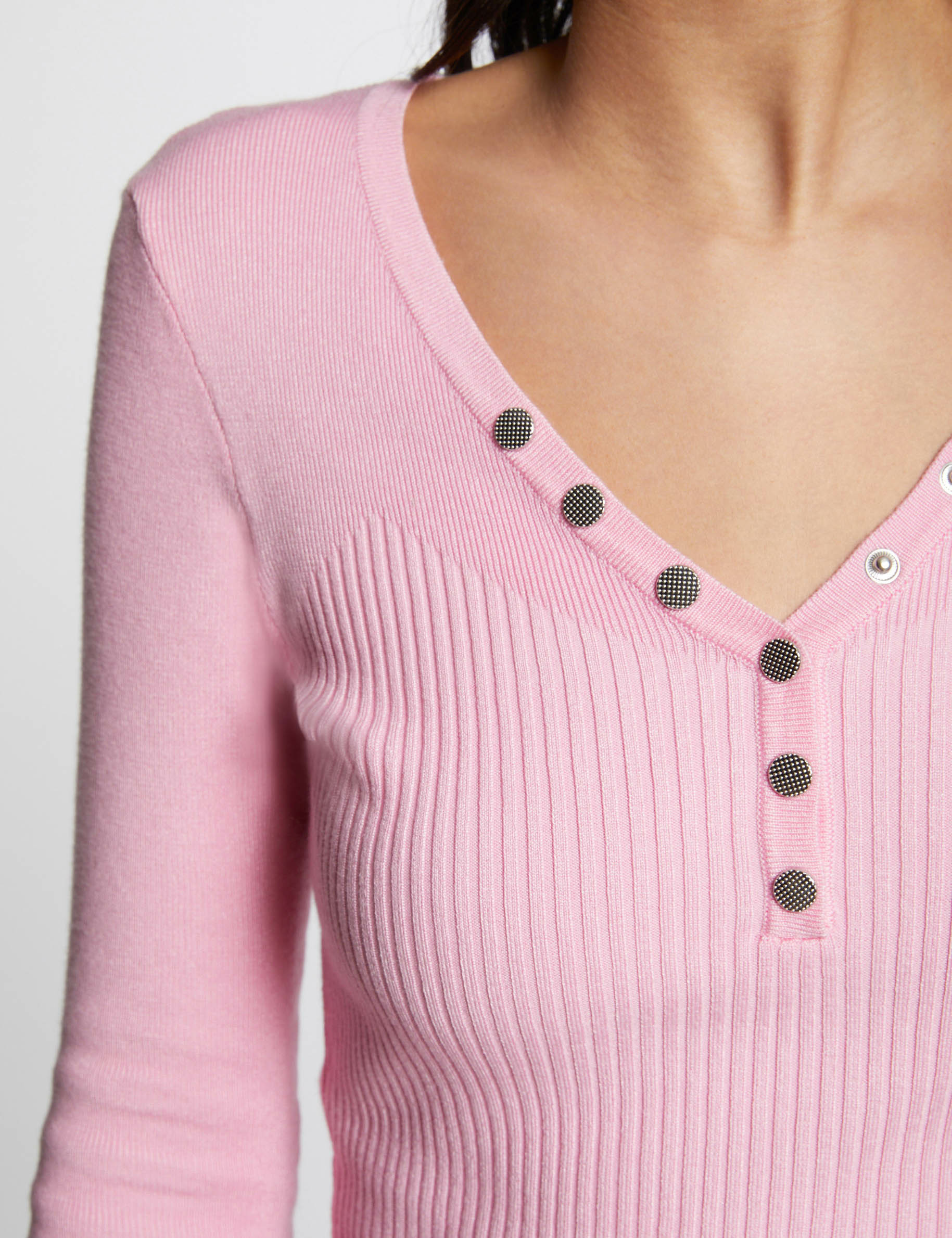 Long-sleeved jumper with buttons medium pink ladies'