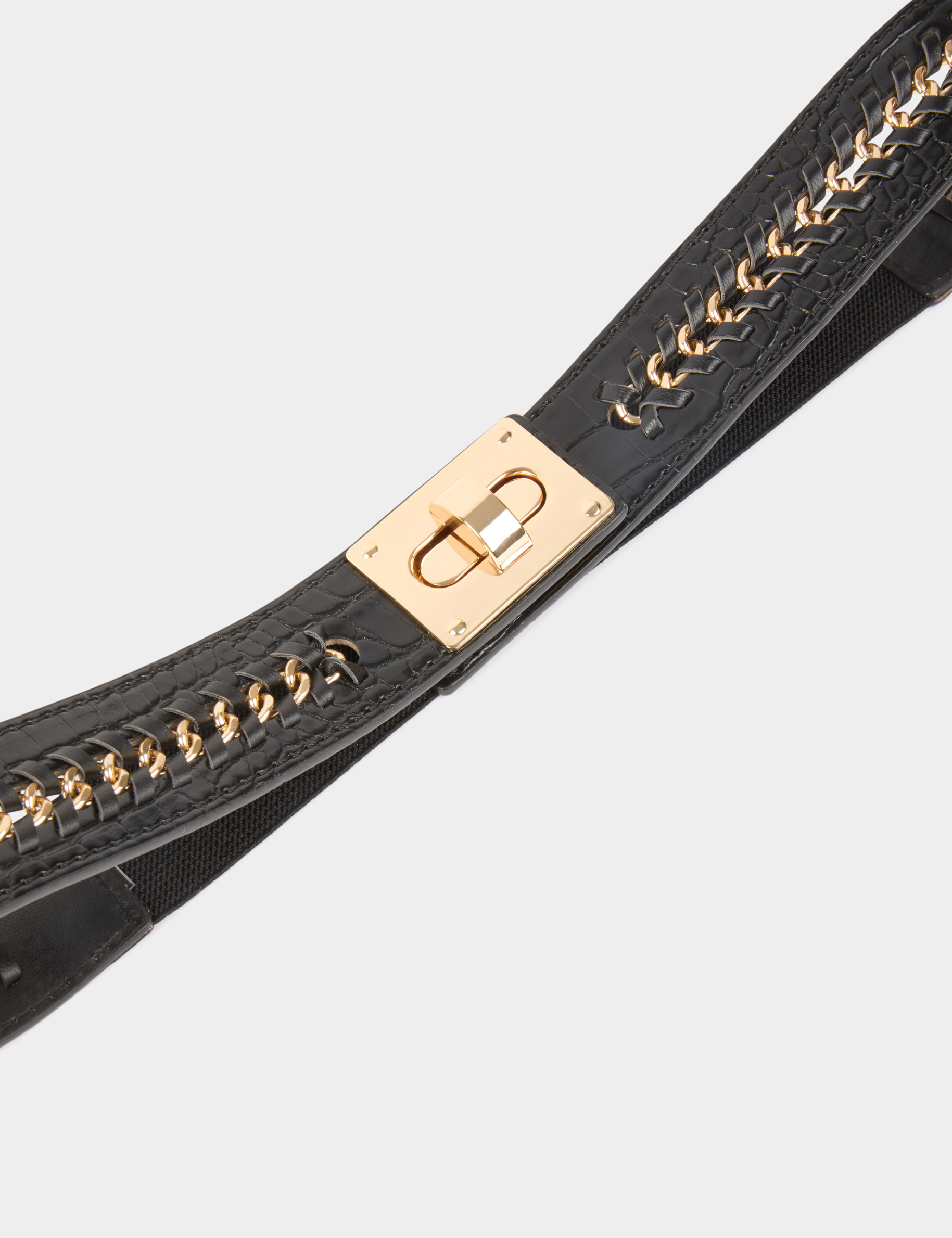 Ceinture large élastique noir femme