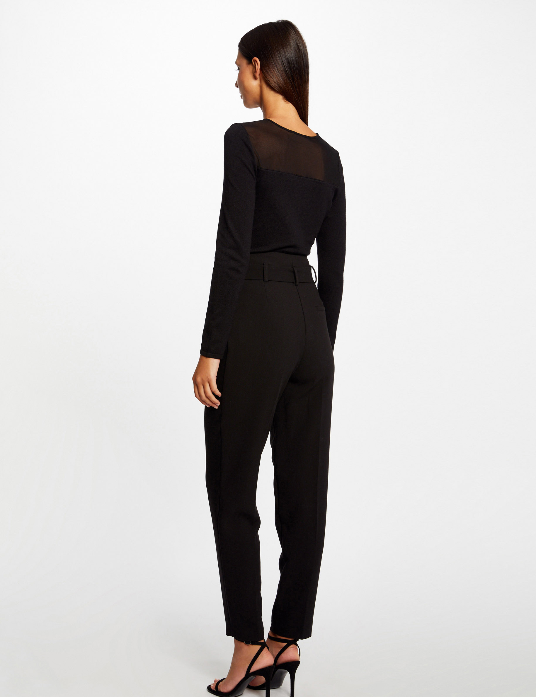 Long-sleeved jumper with round neck black ladies'