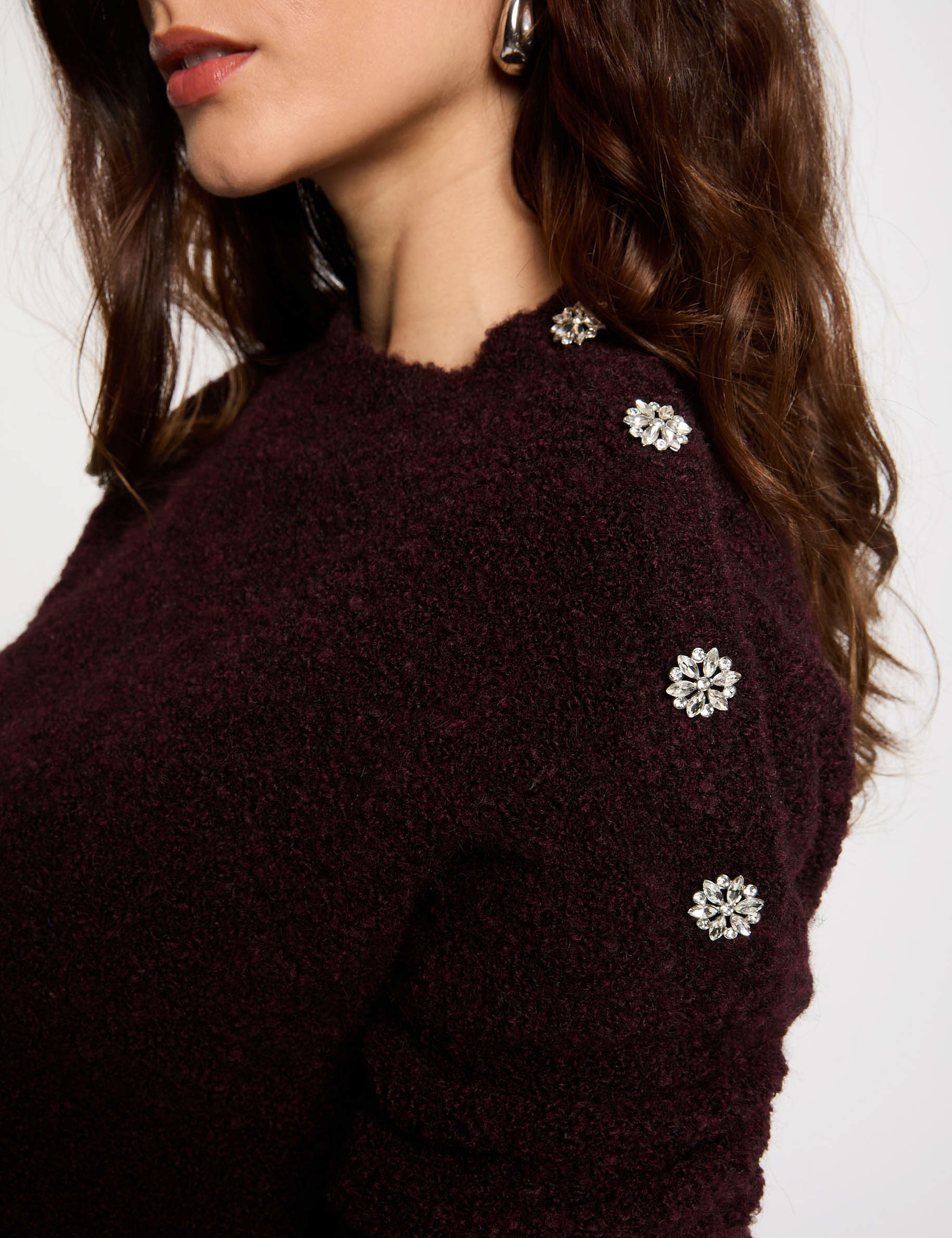 jumper high collar and buttons plum women Jumper high collar and buttons plum women