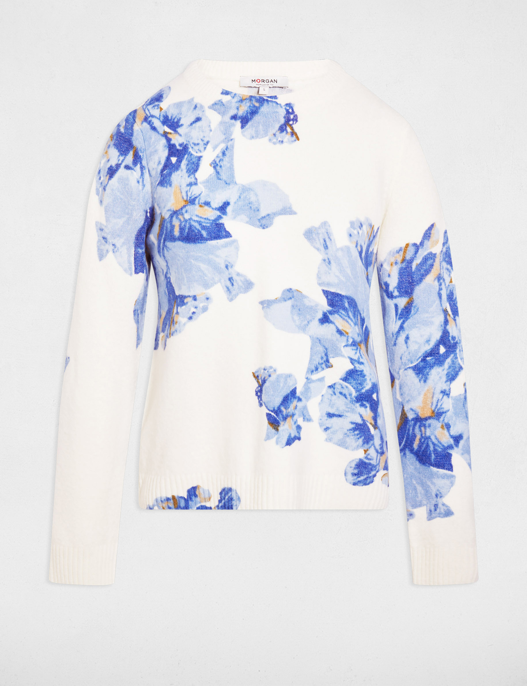 Floral print sweater sky blue women