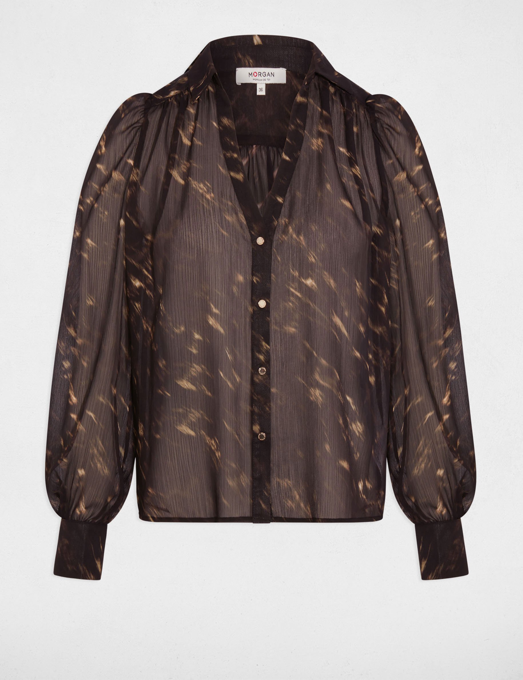 voile shirt with puff sleeves multicolor women Voile shirt with puff sleeves multicolor women