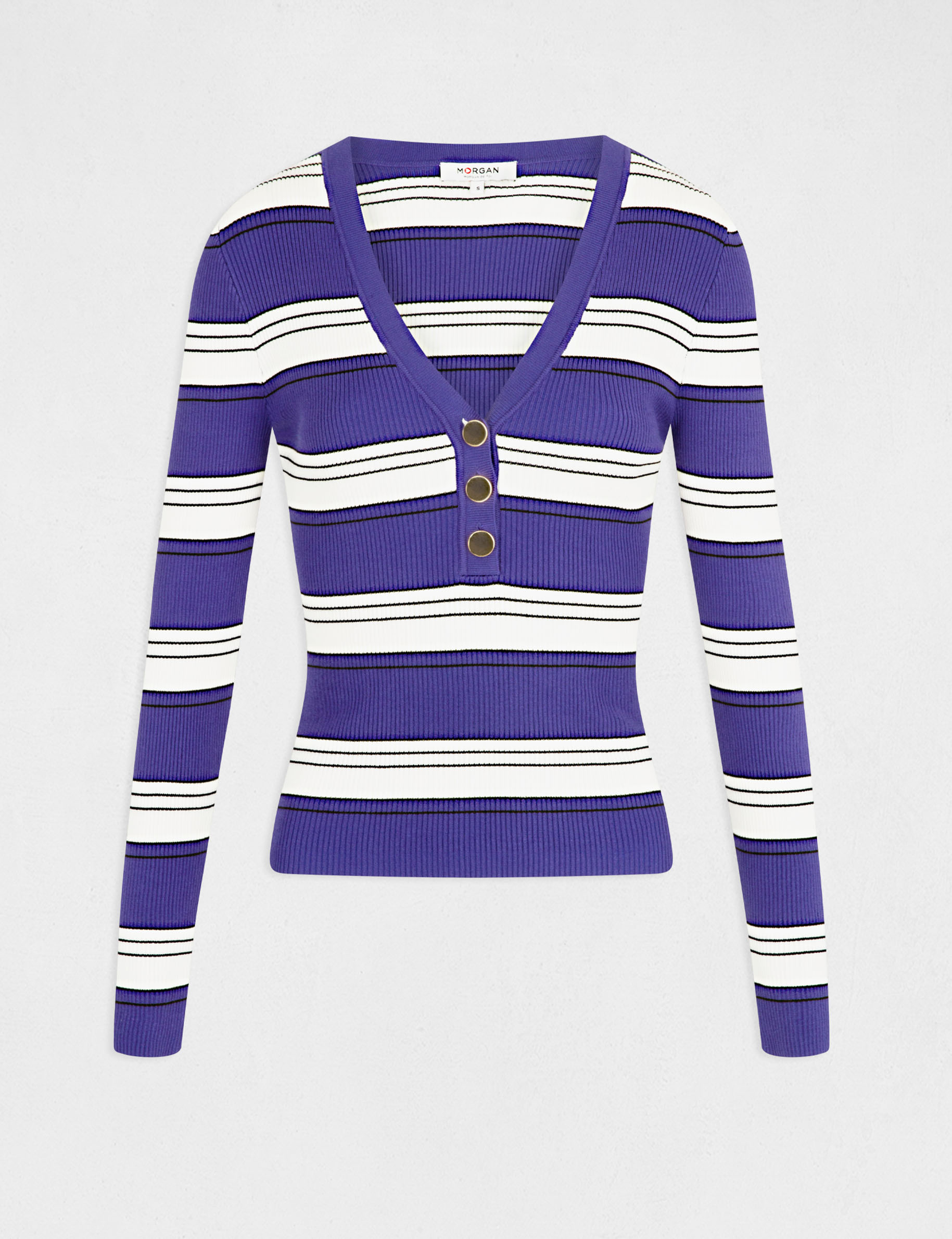 Long-sleeved jumper with stripes purple ladies' Long-sleeved jumper with stripes purple ladies'