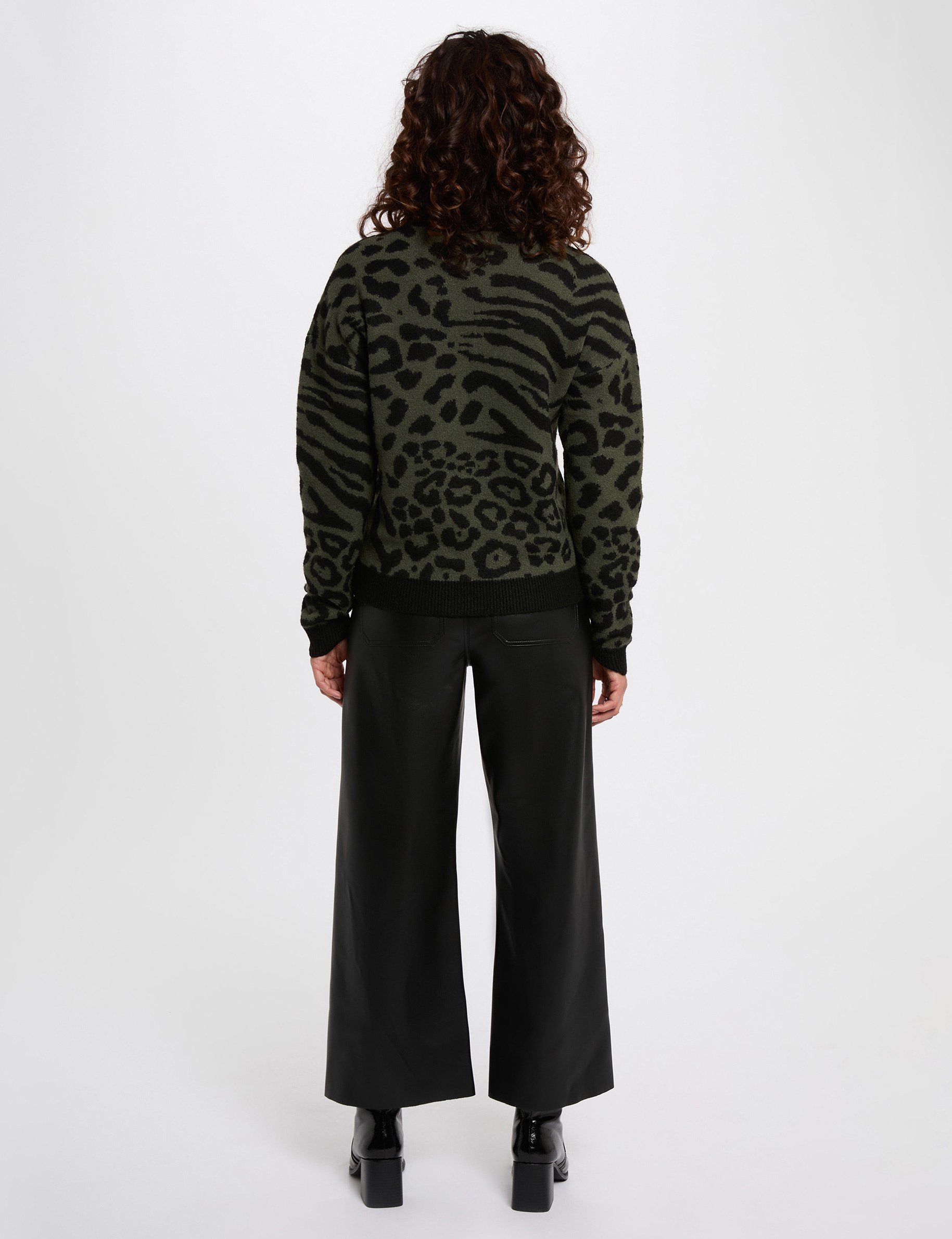 pull court jacquard vert kaki femme Pull court jacquard vert kaki femme