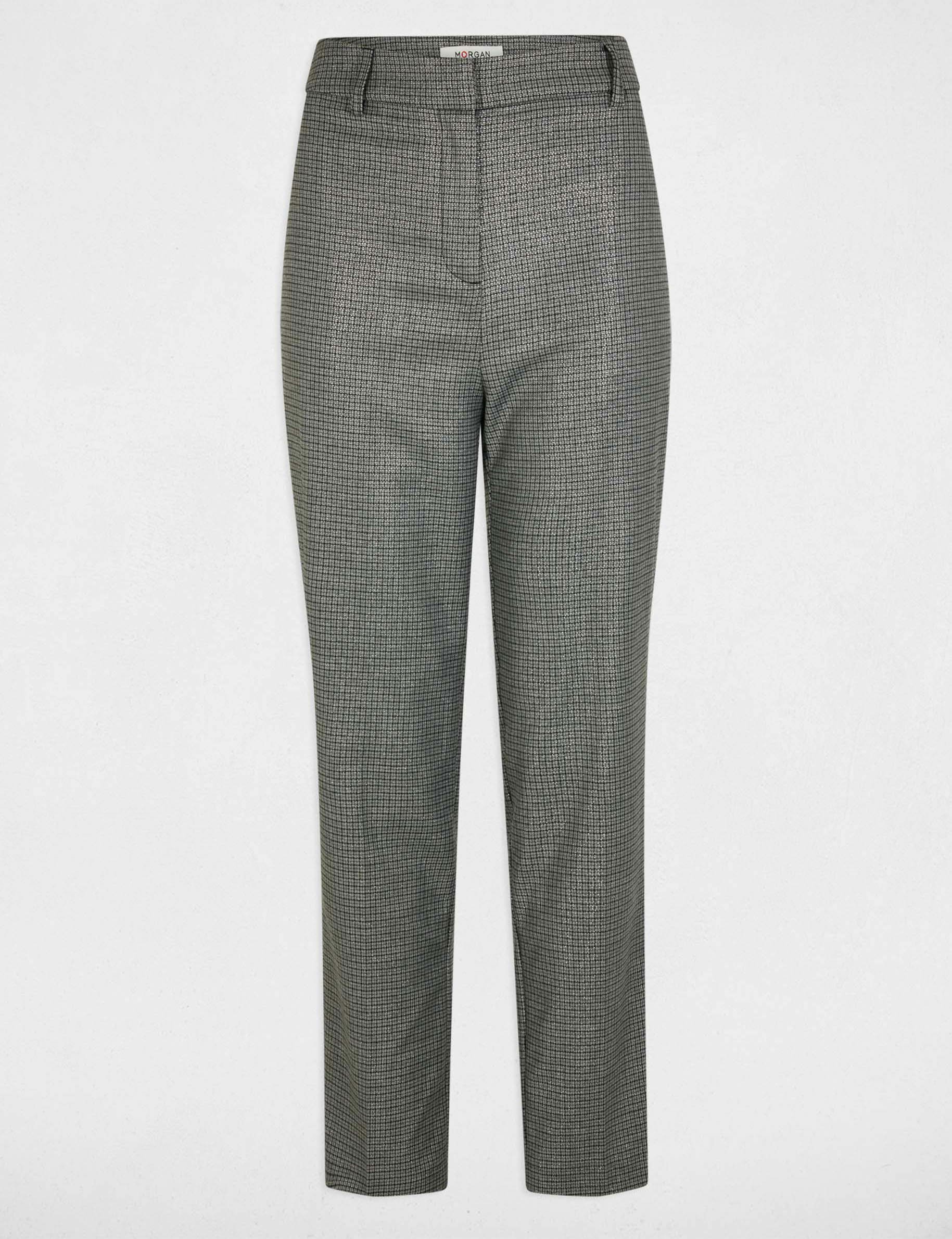 fitted trousers check print mid grey women Fitted trousers check print mid-grey women