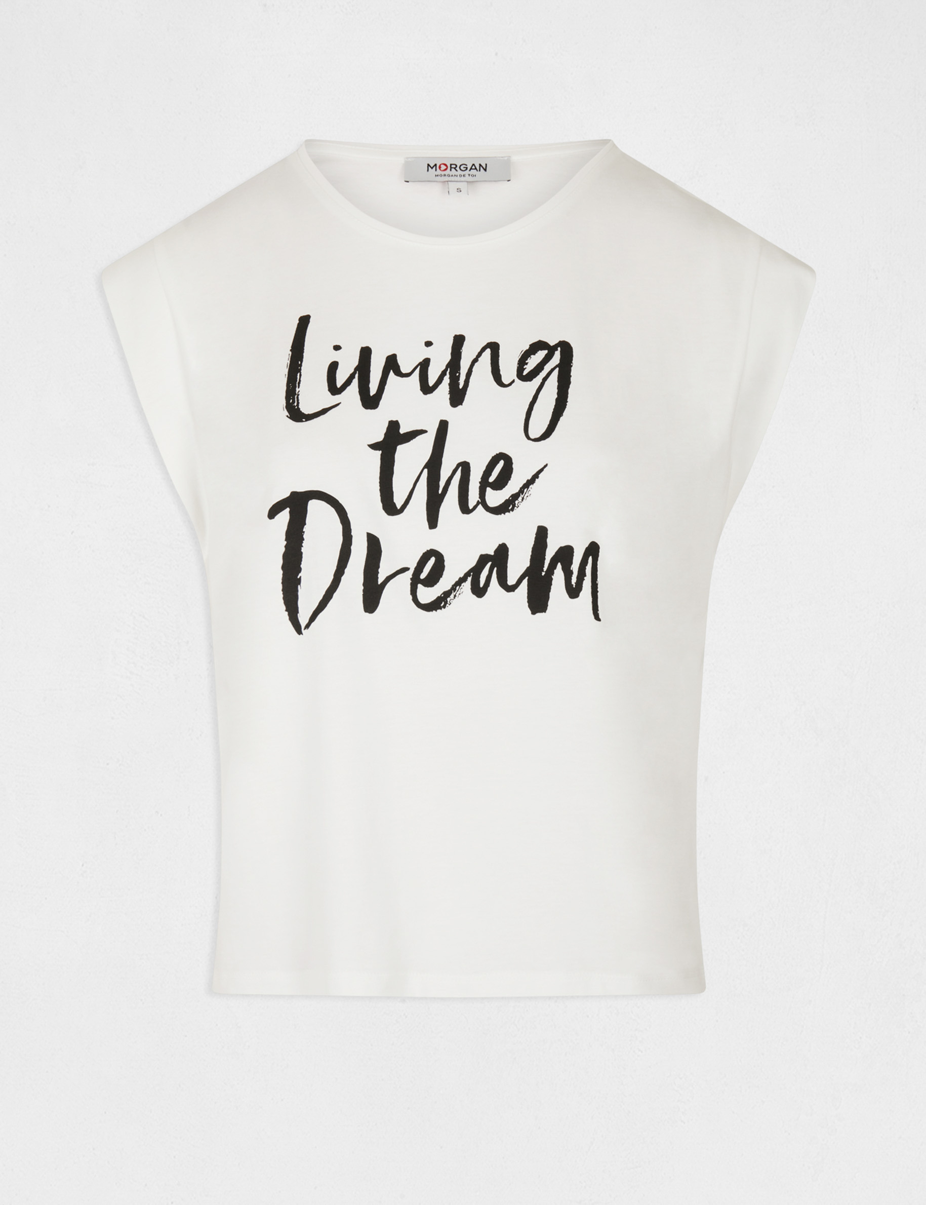 short sleeved t shirt with message ecru women Short-sleeved t-shirt with message ecru women