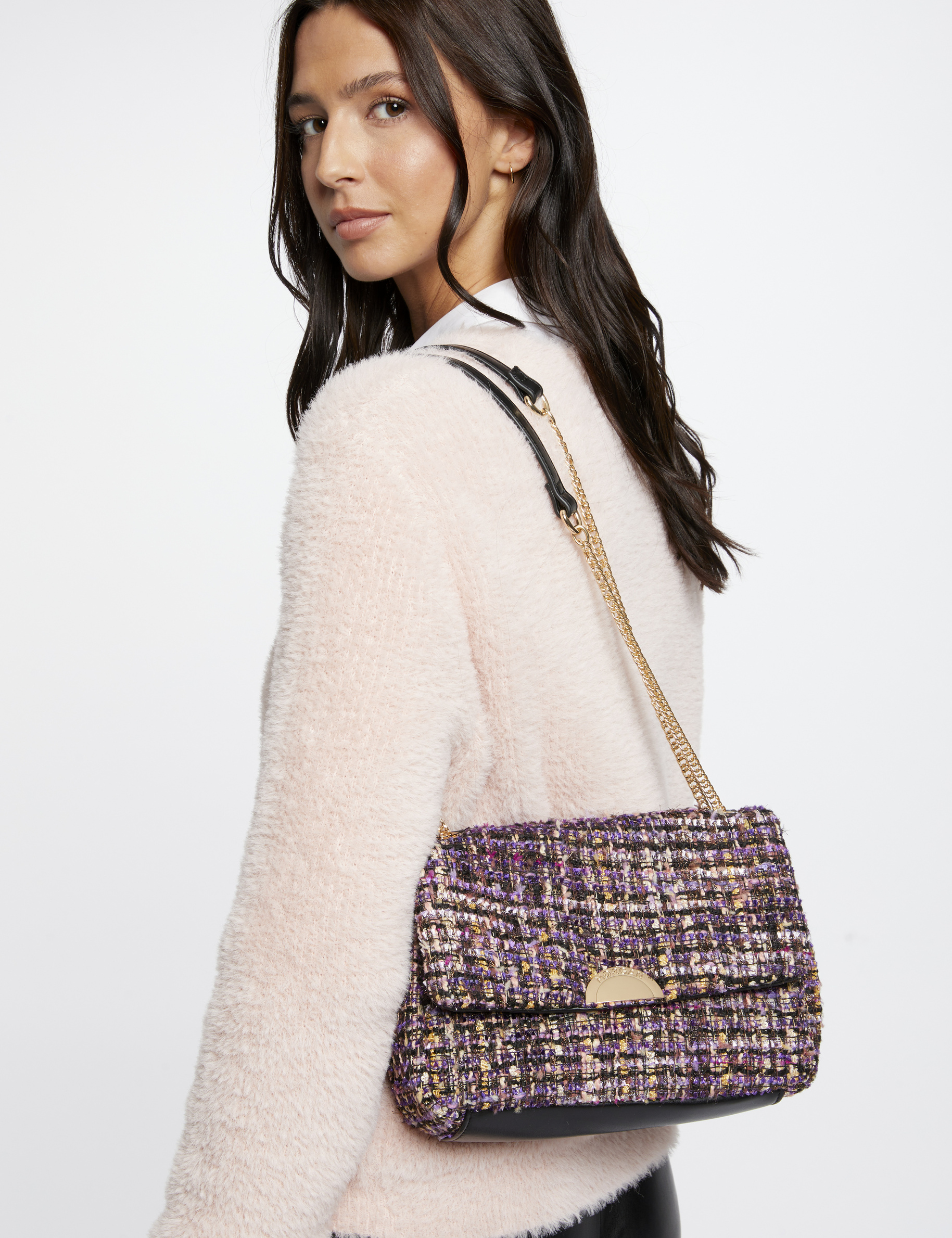 Bag with chain strap purple ladies'