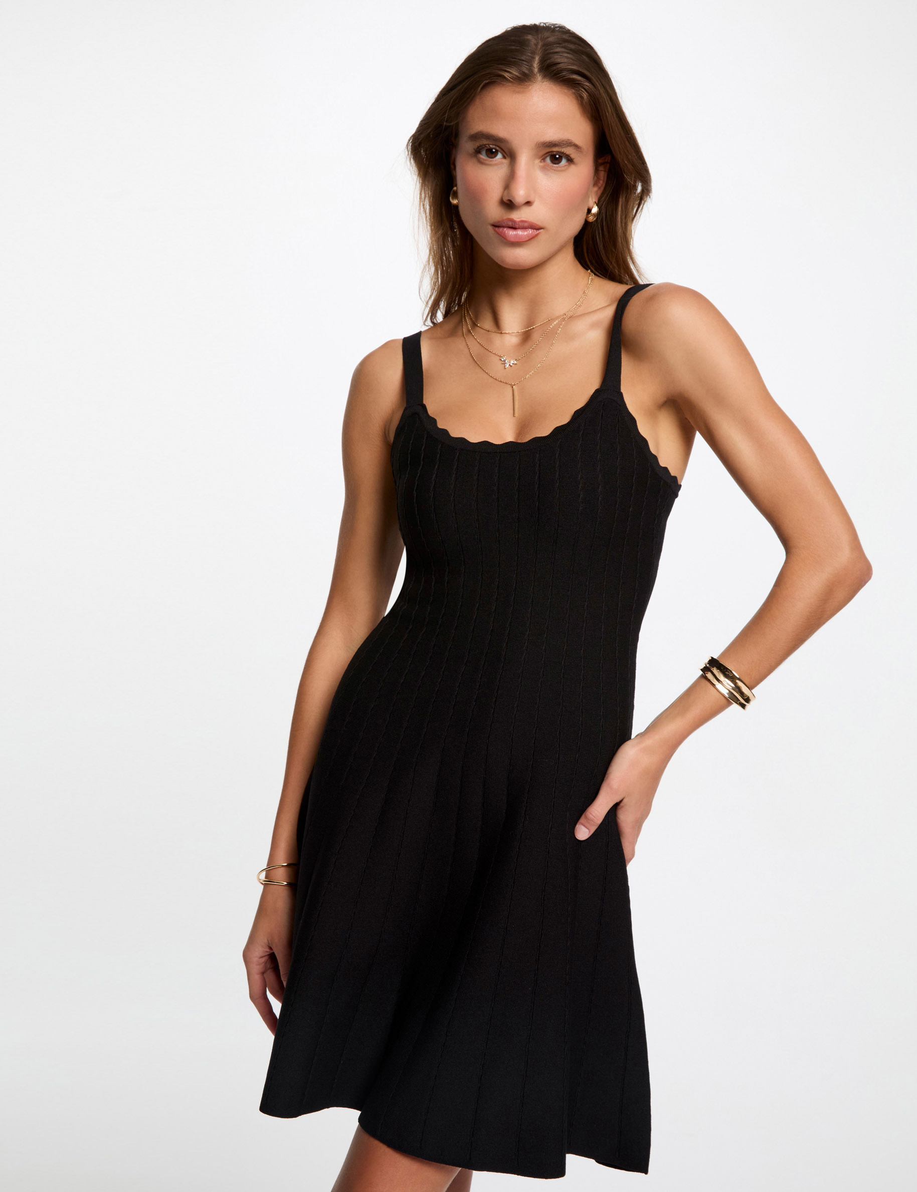 robe tricot courte trapeze noir femme Robe tricot courte trapèze noir femme