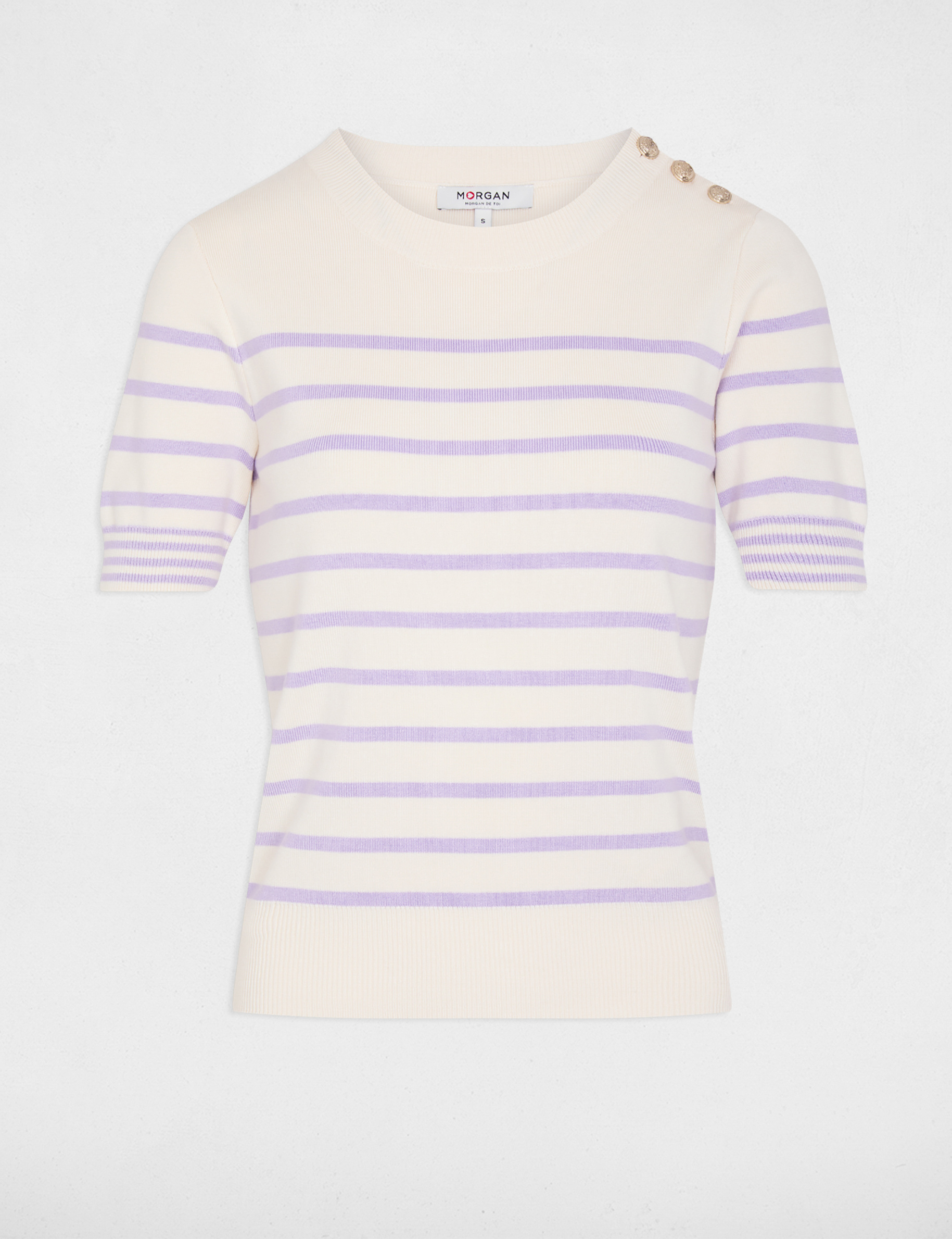 stripped jumper short sleeves ivory women Stripped jumper short-sleeves ivory women