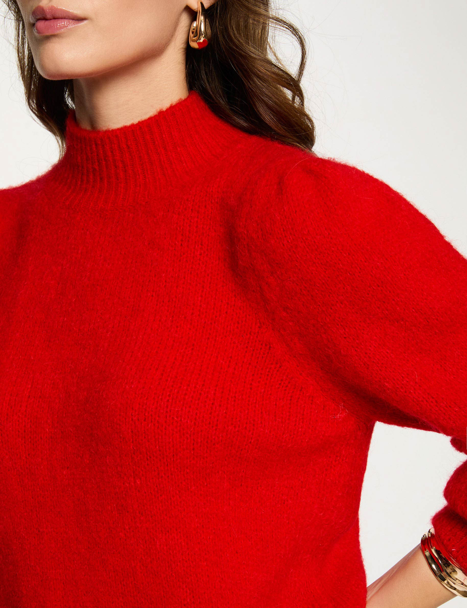 Jumper high collar red women