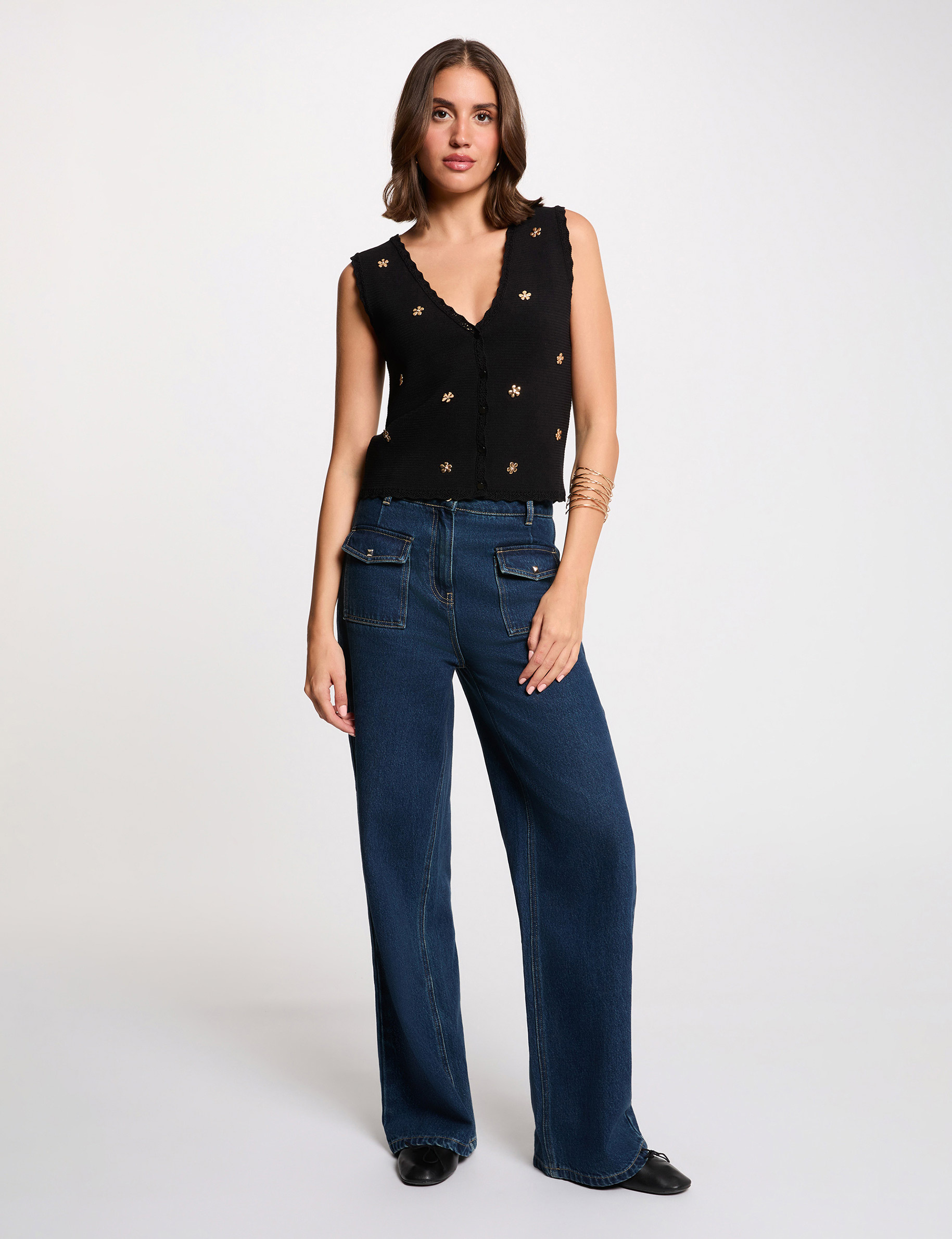 Sleeveless cardigan black women