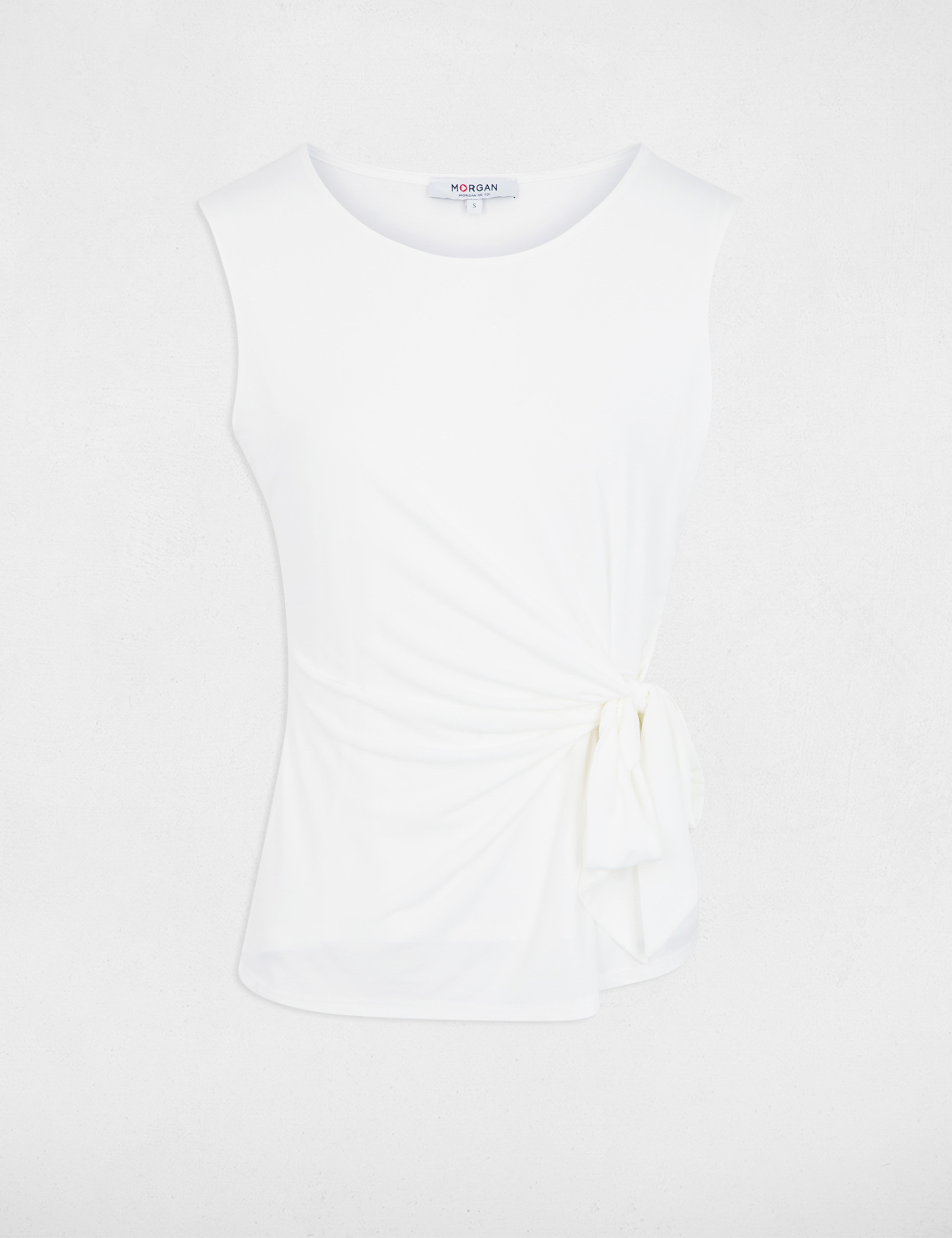 Sleeveless round neck t-shirt white women