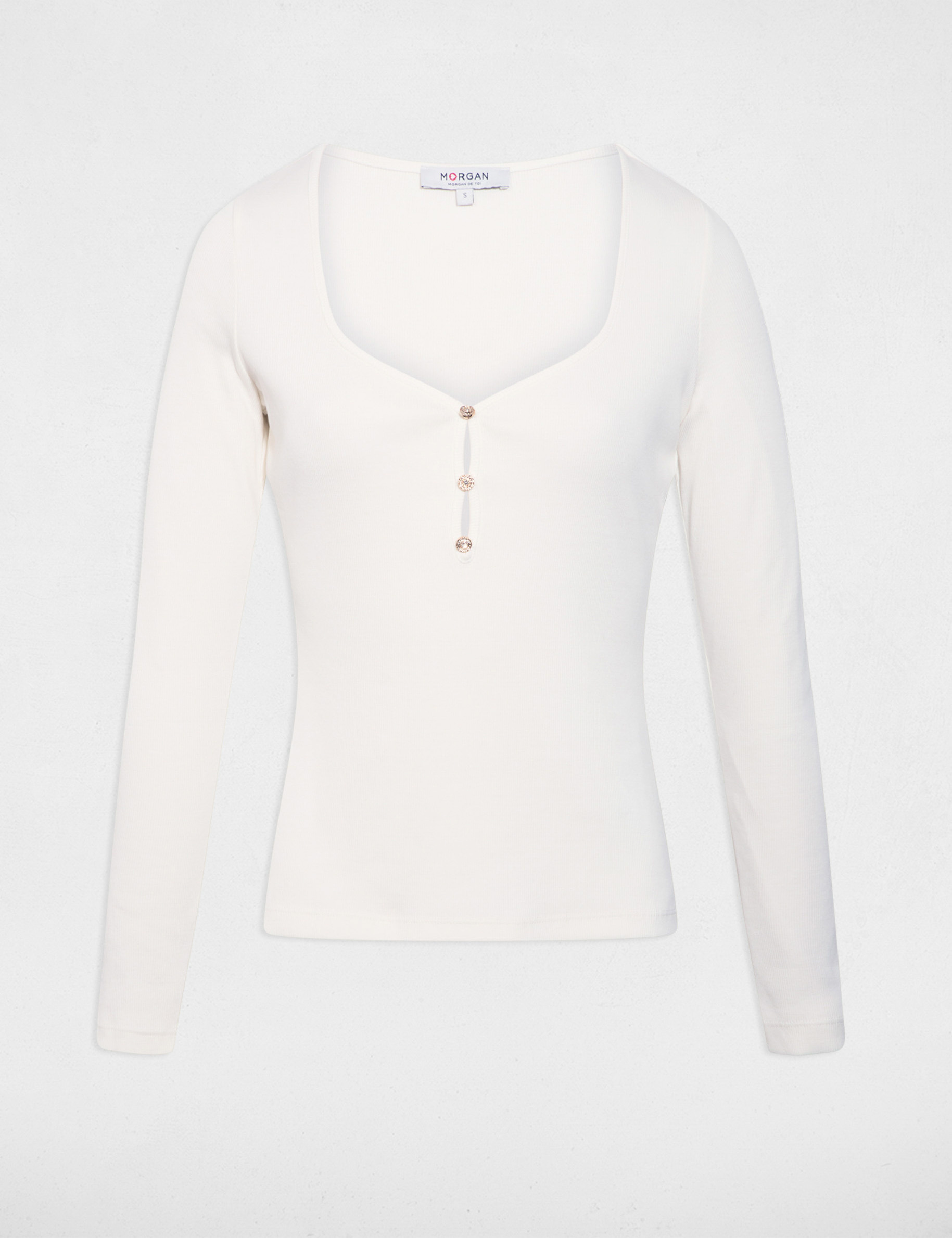 T-shirt col coeur blanc femme